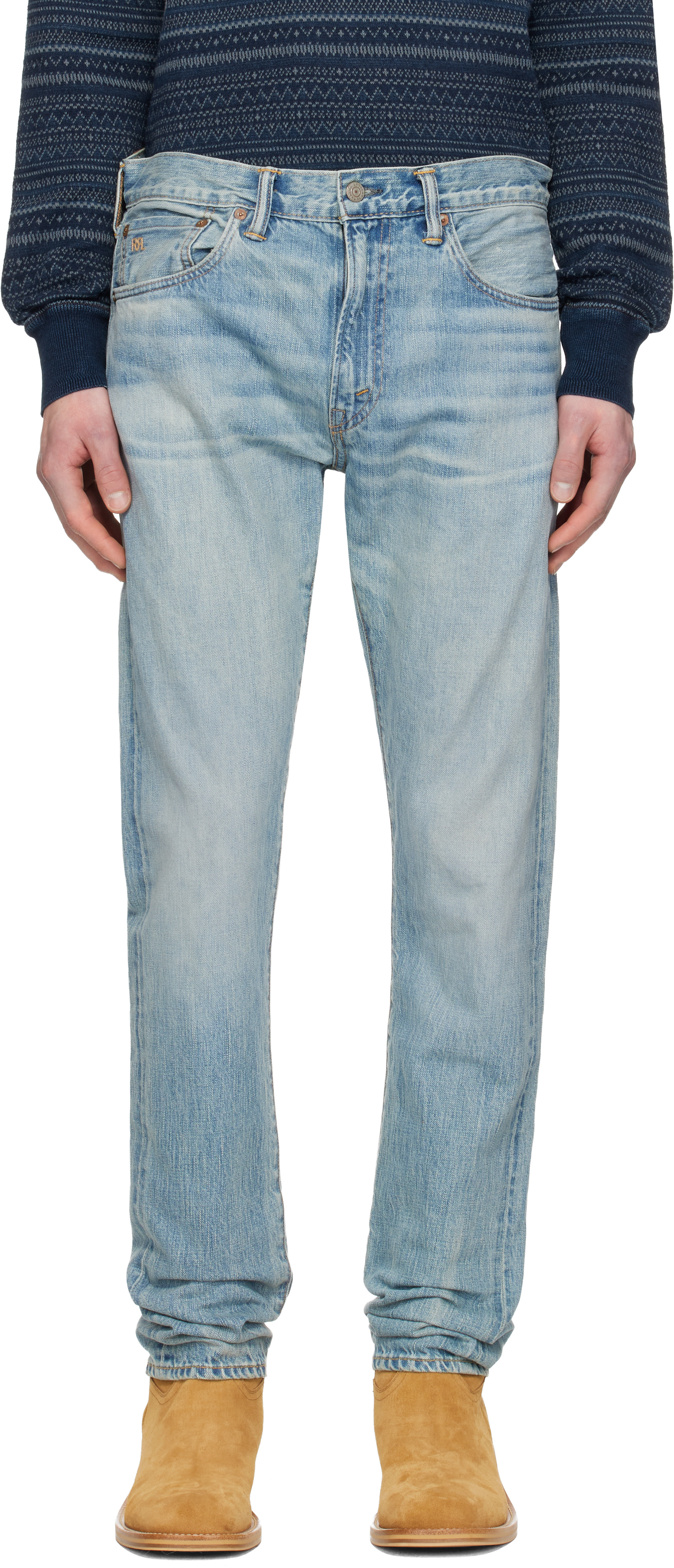 【RRL】HIGH SLIM JAPAN SELVEDGE DENIM RRL: Blue High Slim Lawton Selvedge Jeans | SSENSE Canada