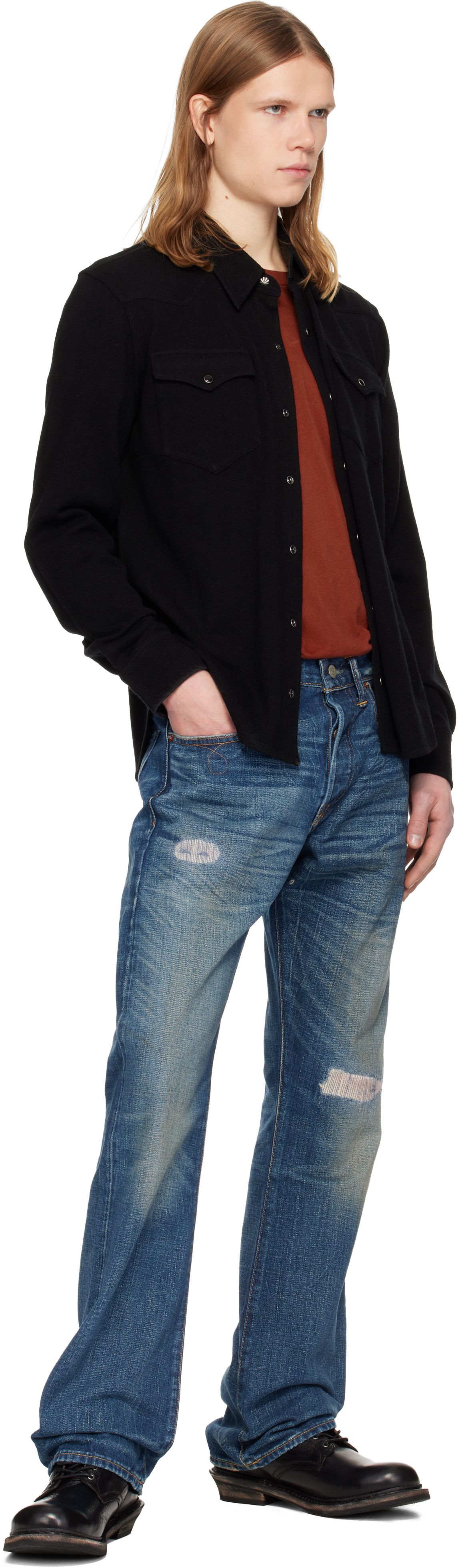 未使用　RRL デニムパンツ ジーンズ セルビッジ　SLIM BOOT 32 児島ジーンズ 公式通販 15oz セルビッチ スリム デニム ジップフライ