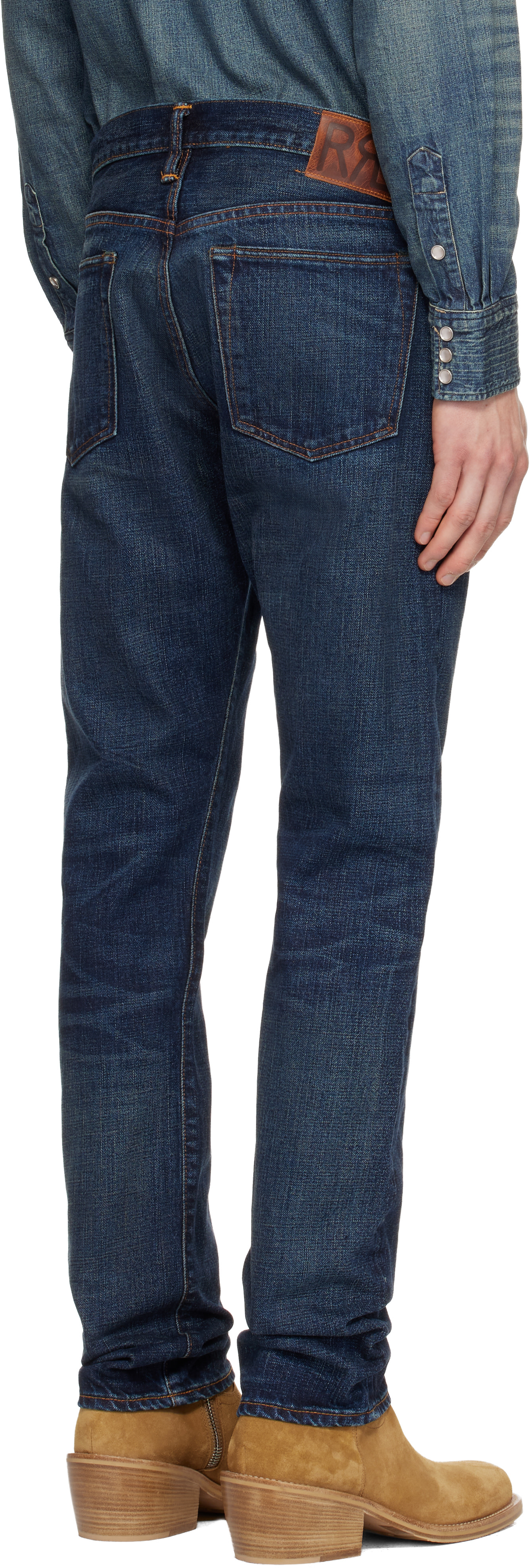 RRL: ネイビー High Slim Bayview セルビッジジーンズ | SSENSE 日本