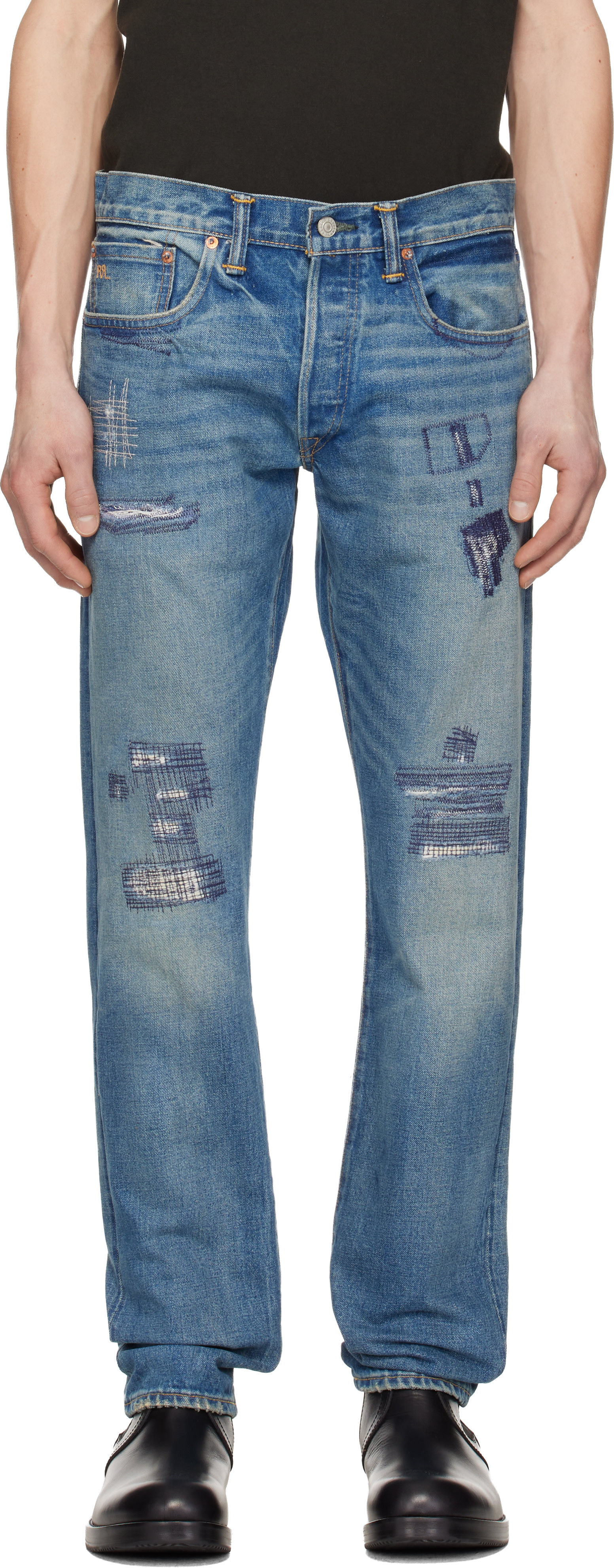 RRL スリム フィット セルビッジ ジーンズ RRL: ブルー Claremont スリムフィット セルビッジジーンズ | SSENSE 日本