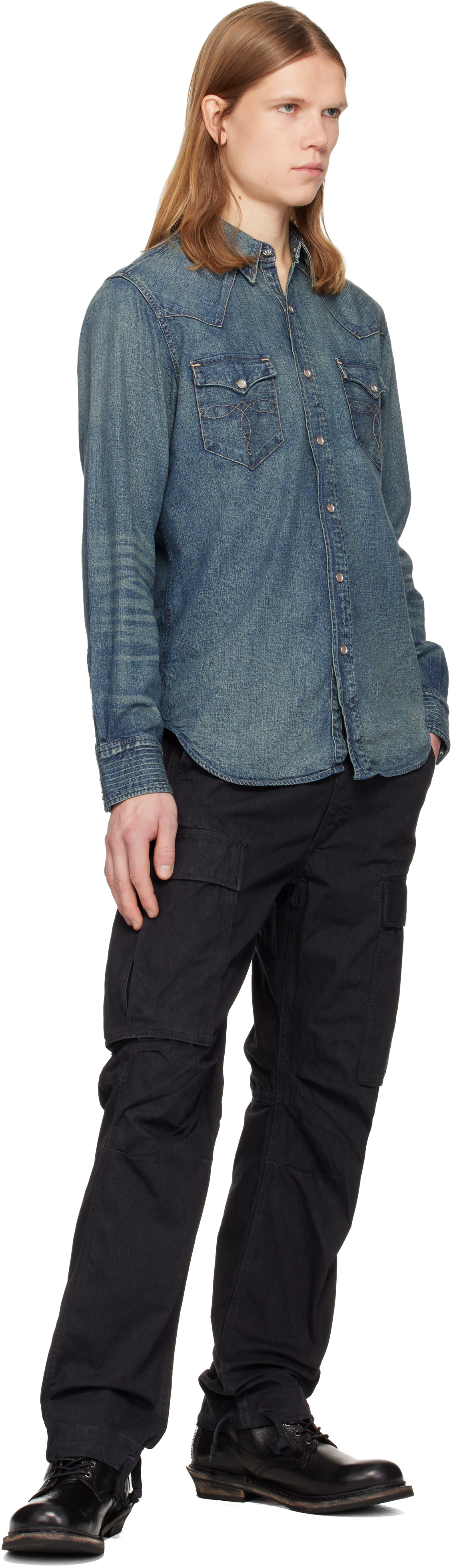 RRL: Black Surplus Poplin Cargo Pants | SSENSE Canada