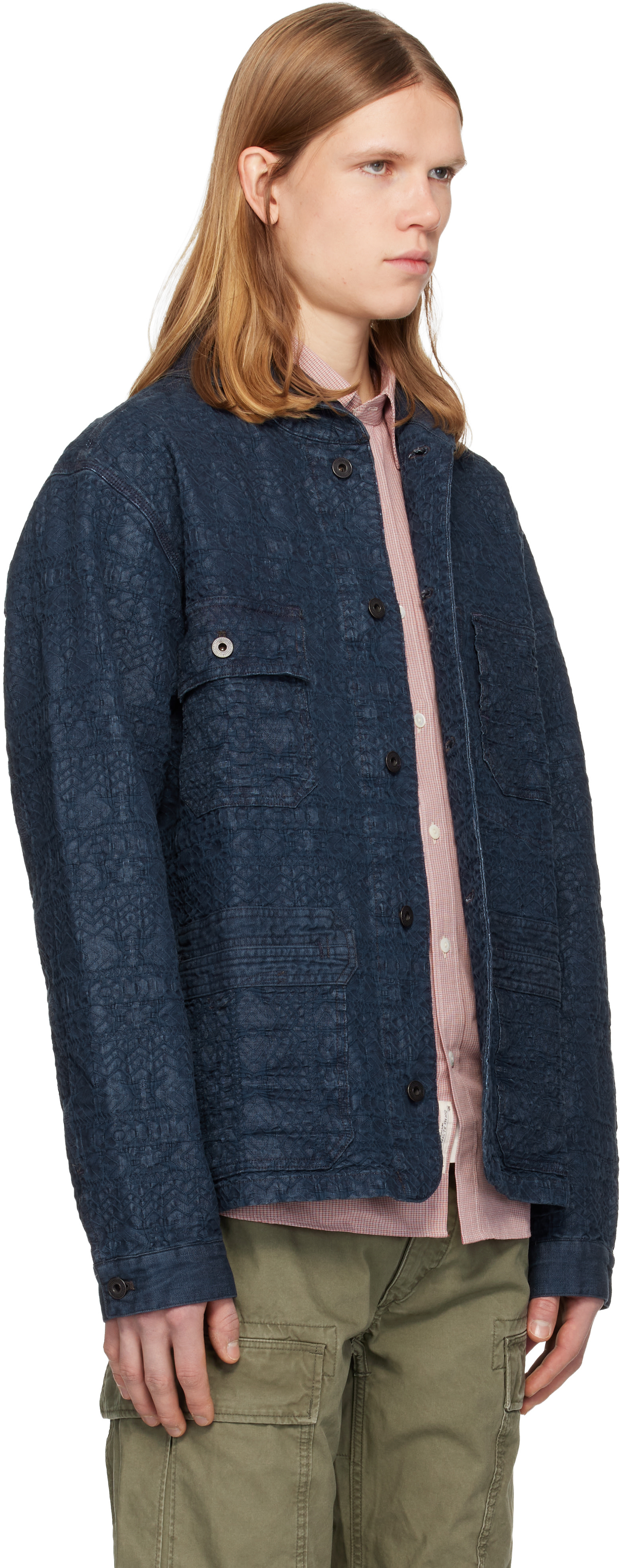 RRL カバーオール　シャツジャケット　ネイビー RRL: ネイビー Indigo Deck Sport シャツジャケット | SSENSE 日本