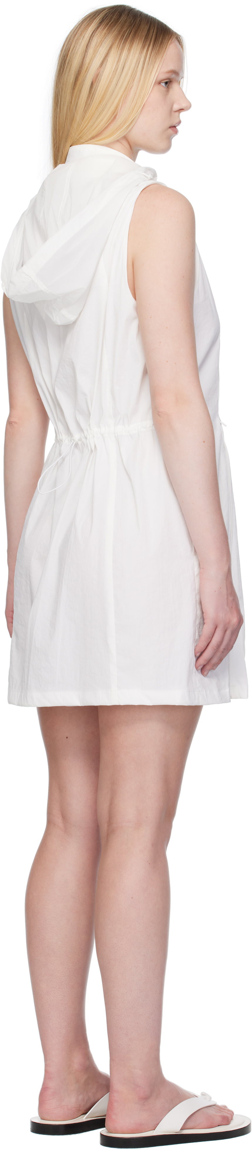 AMOMENTO - Robe courte blanche en nylon à capuche