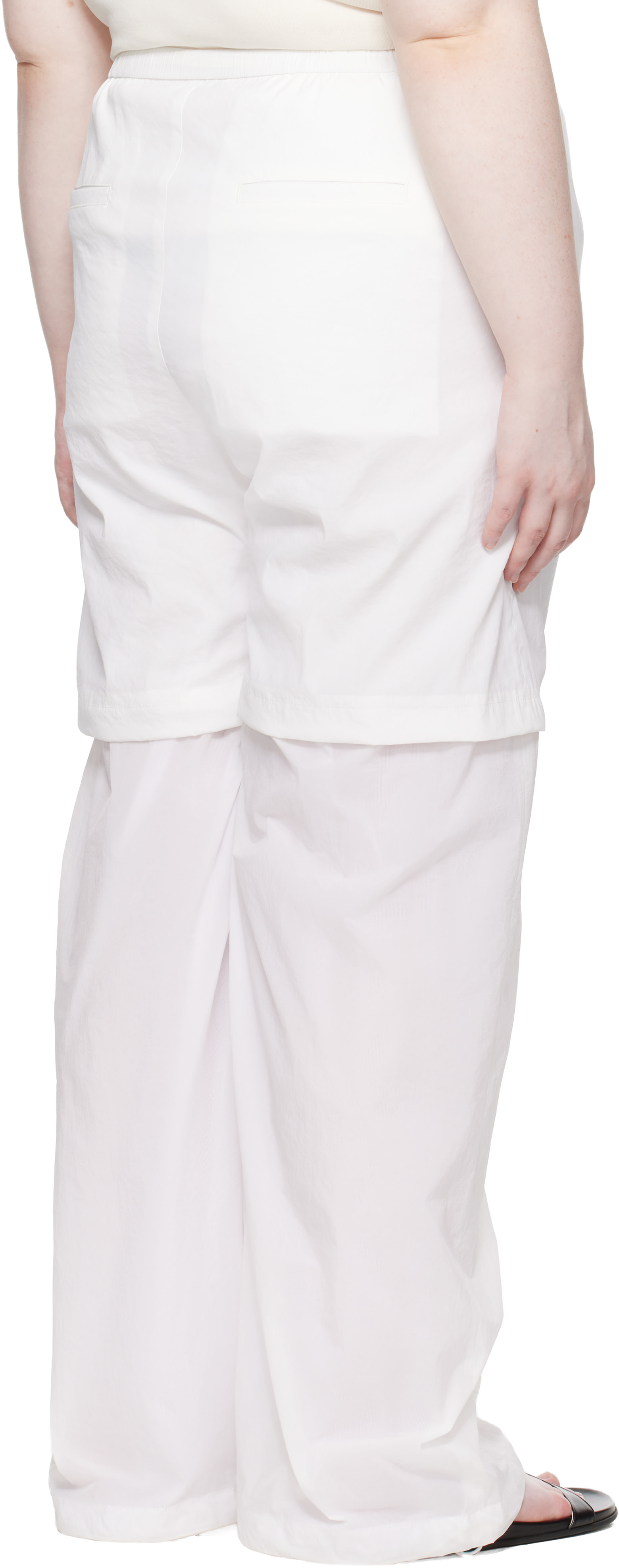 AMOMENTO - Pantalon étagé blanc en nylon