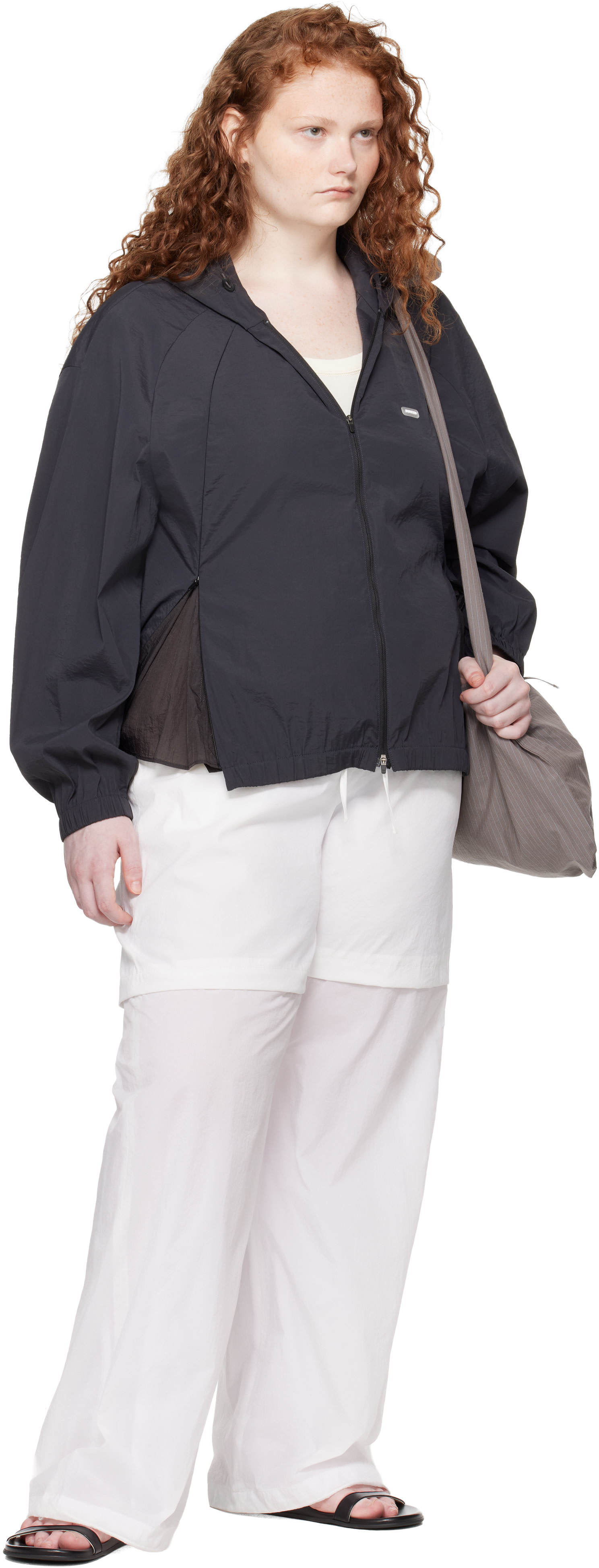 AMOMENTO - Pantalon étagé blanc en nylon
