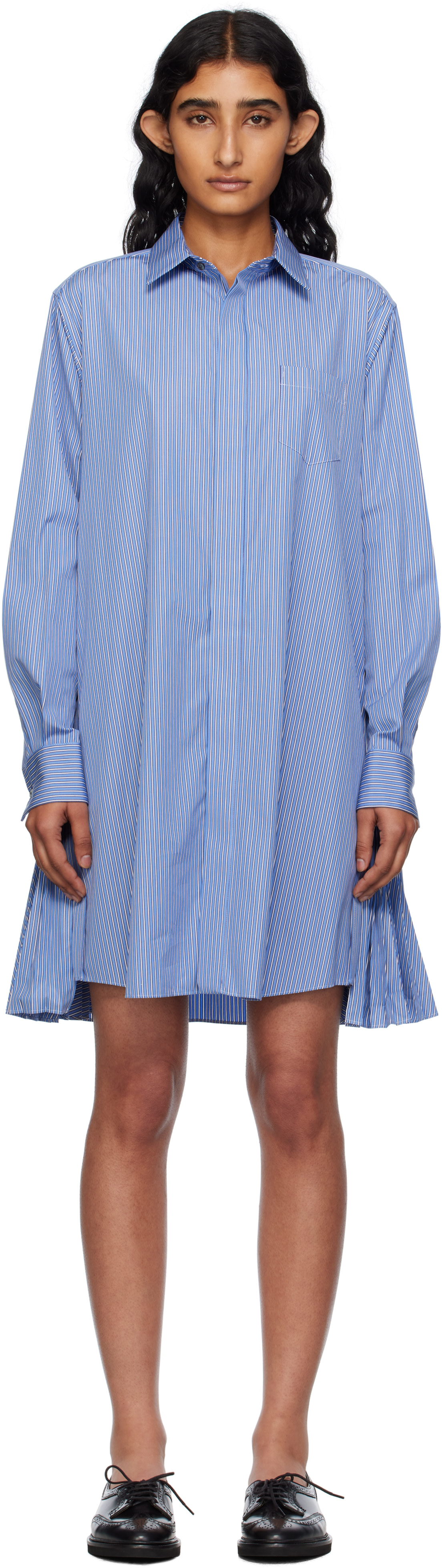 sacai - Robe courte bleue en popeline