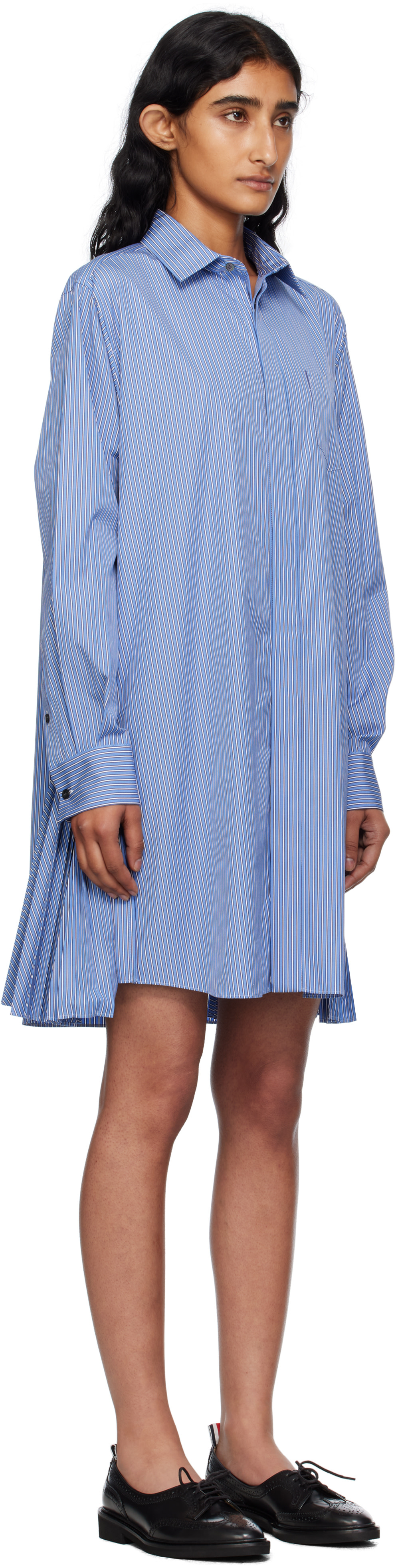 sacai - Robe courte bleue en popeline