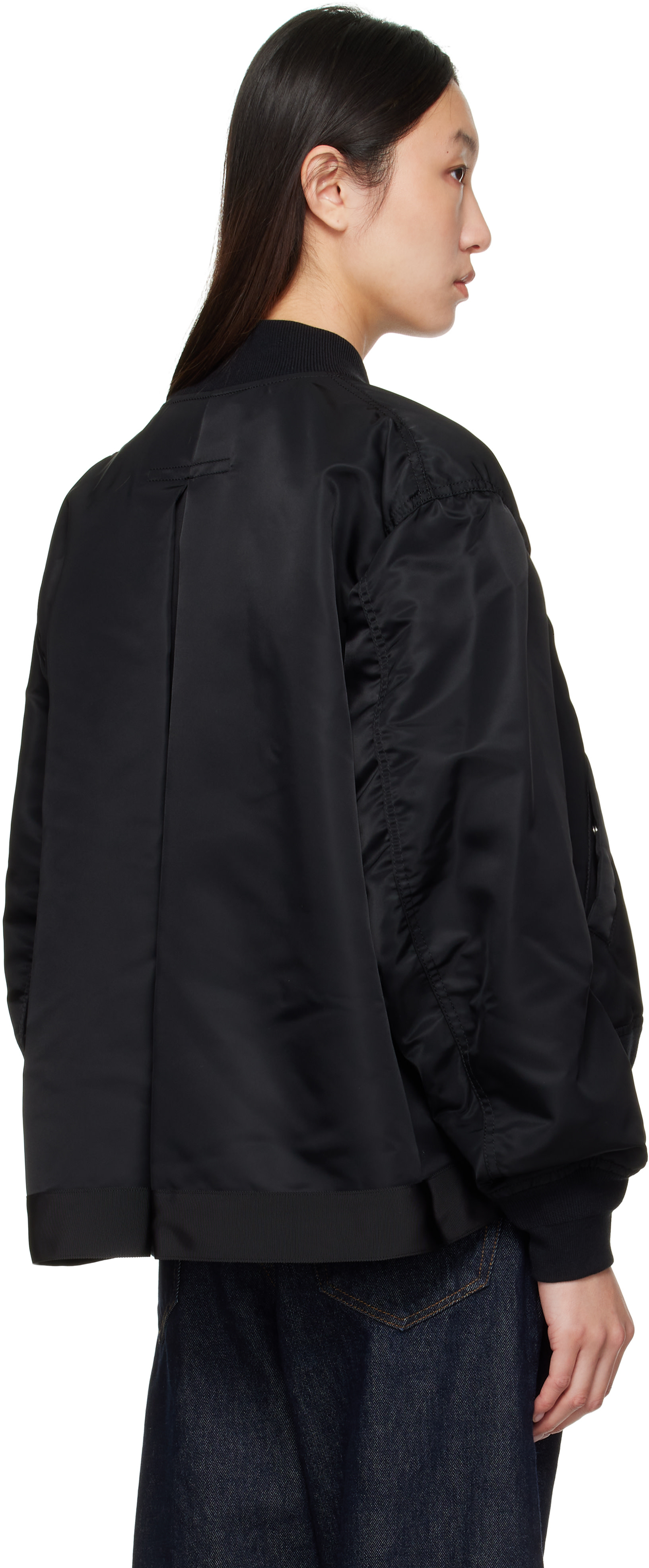 ジャケット・アウター sacai Nylon bomber jacket 1 sacai: Black Nylon Twill Bomber Jacket | SSENSE