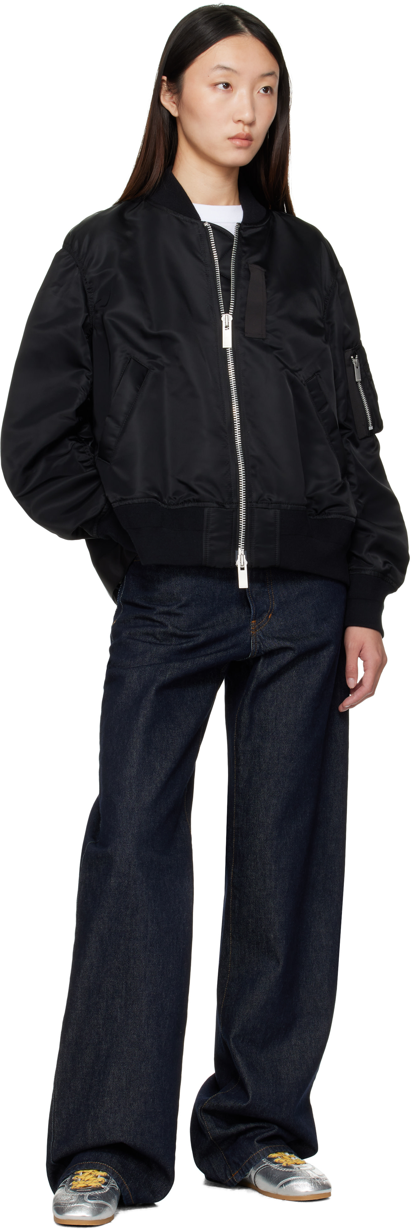 ジャケット・アウター sacai Nylon bomber jacket 1 Nylon bomber jacket in black - Sacai | Mytheresa