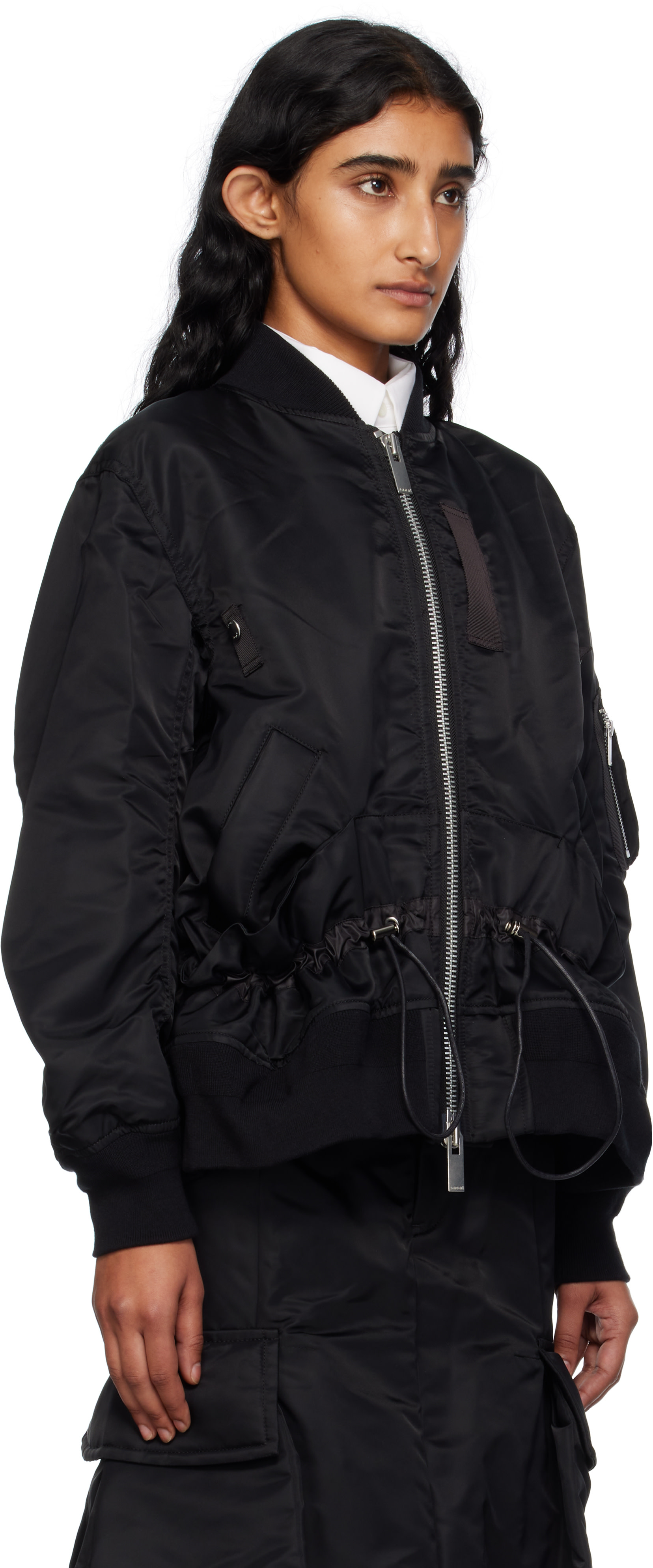sacai: Black Nylon Twill Blouson Bomber Jacket | SSENSE