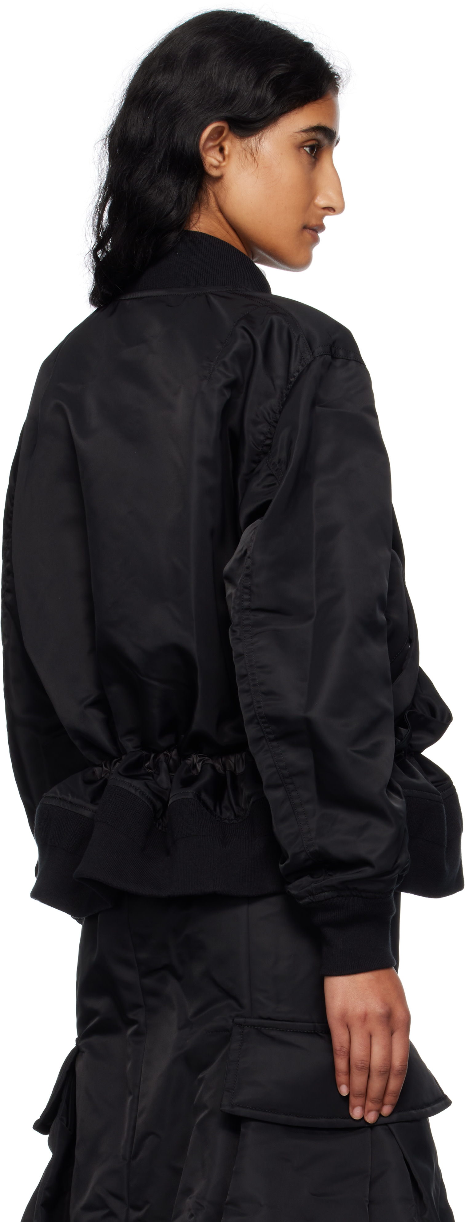 sacai: Black Nylon Twill Blouson Bomber Jacket | SSENSE sacai: Black Nylon Twill Blouson Bomber Jacket | SSENSE