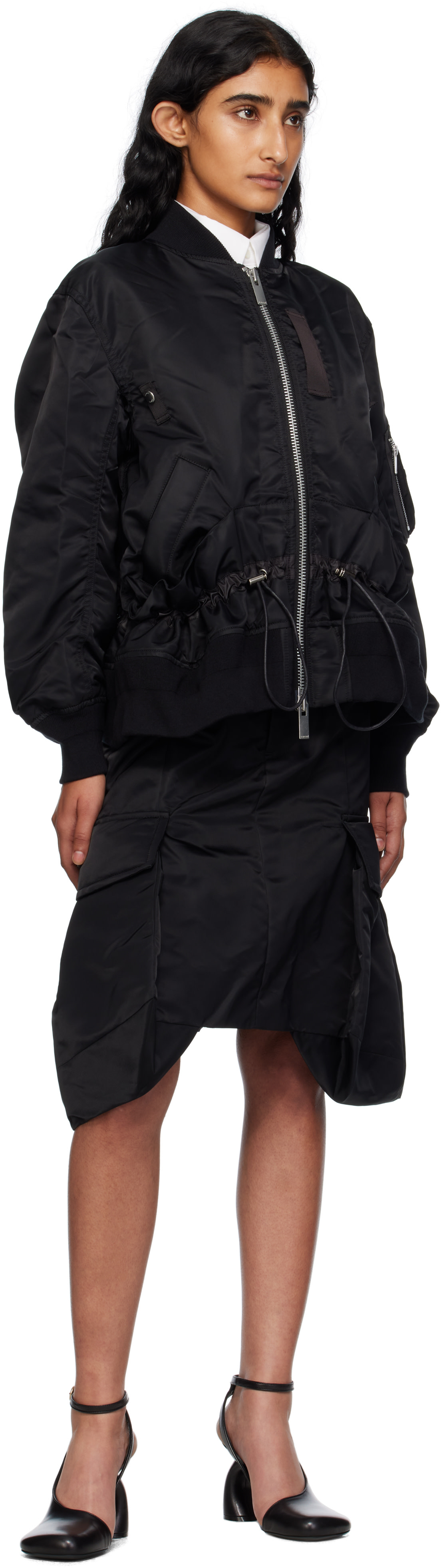 sacai/ナイロンツイルウールメルトンブルゾン/ボンバージャケット/サイズ1 sacai/ナイロンツイルウールメルトンブルゾン/ボンバージャケット