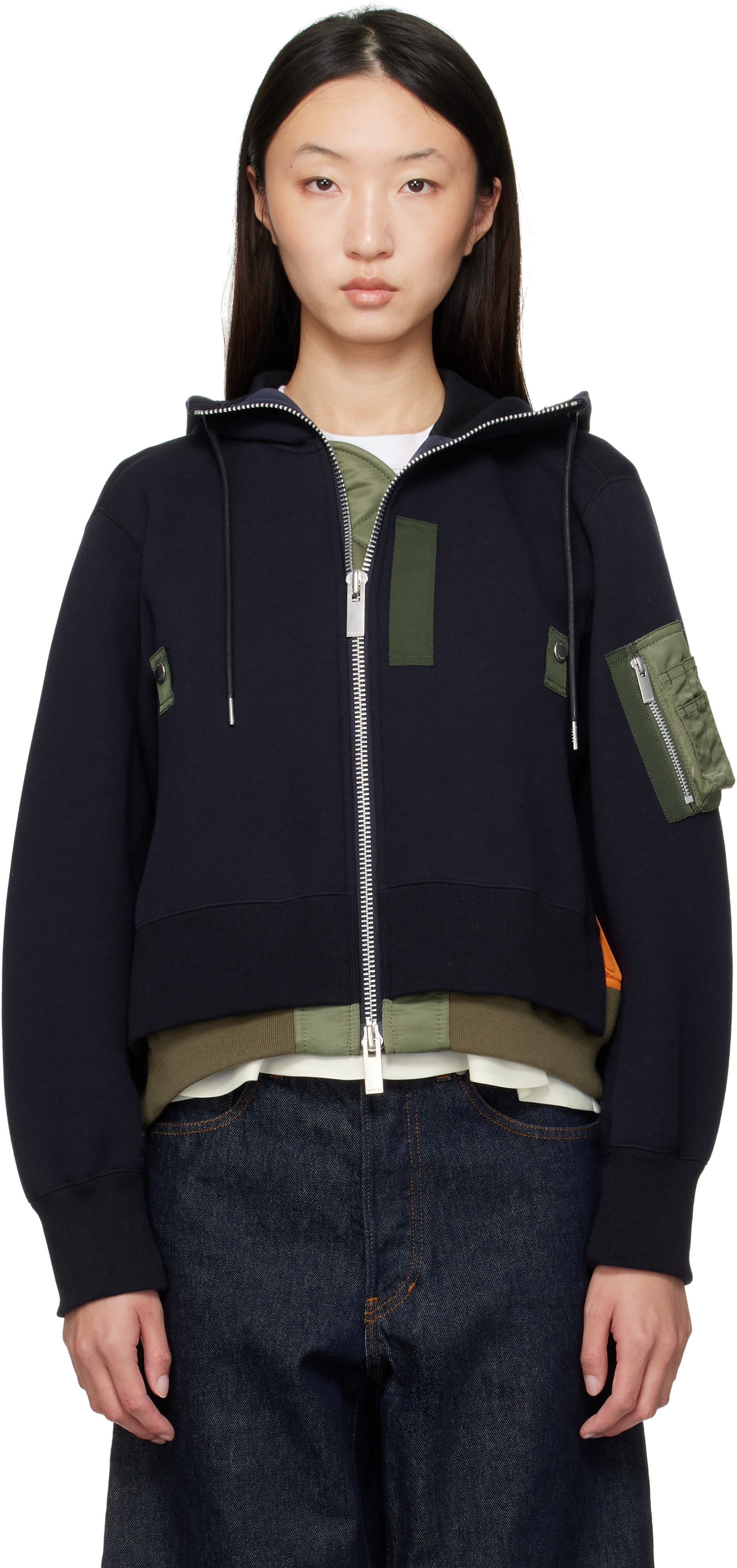 sacai カーキ ジップアップブルゾン(23-03161M) サカイ ジップブルゾン MADSAKI MA-1 カーキ 22AW メンズ SIZE 3 sacai