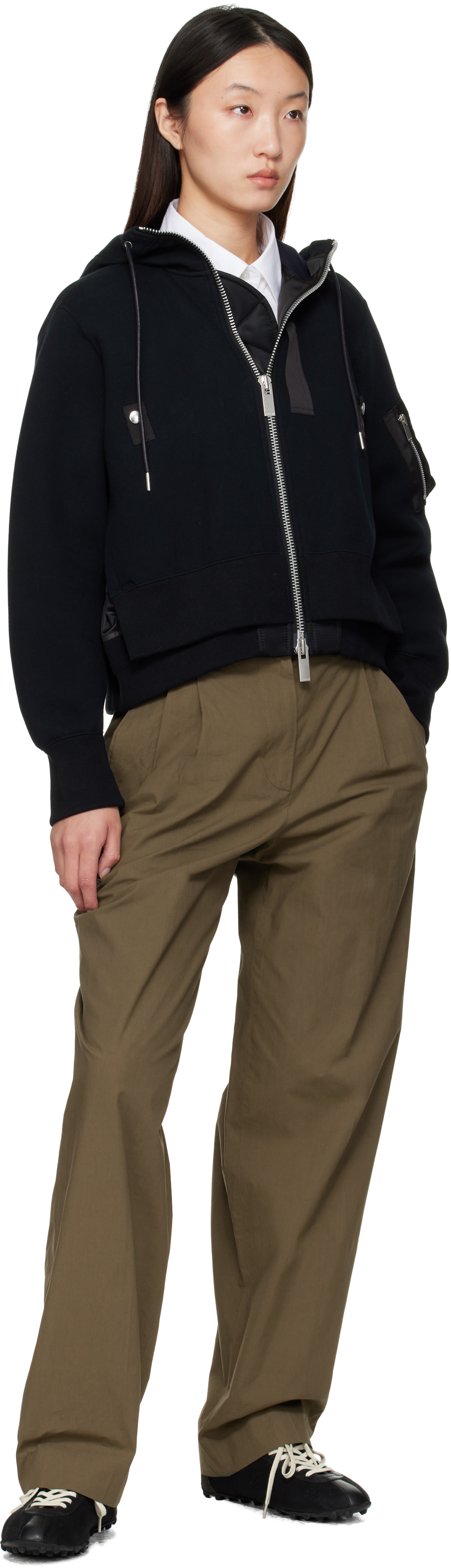 sacai Sponge Sweat x MA-1 Hoodie ブラック 2 中古・古着通販】sacai (サカイ) Sponge Sweat x MA-1 Hoodie ネイビー