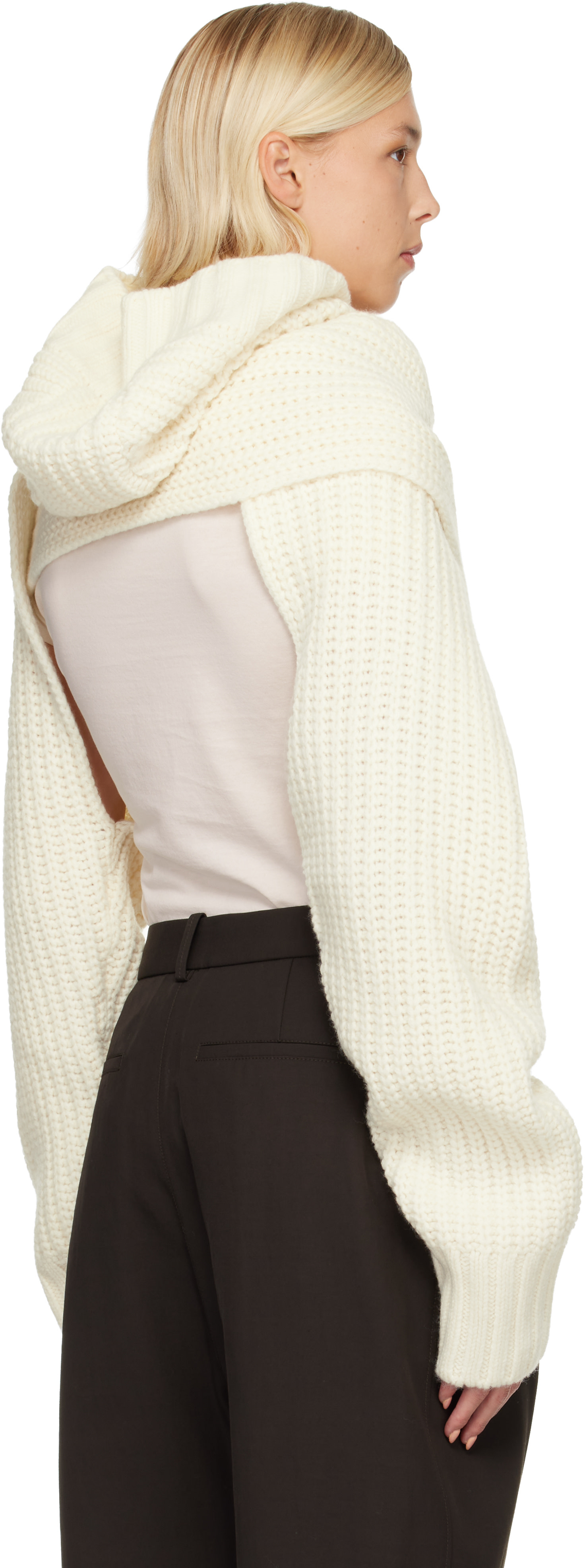 sacai: Off-White Wool Knit Pullover Turtleneck | SSENSE