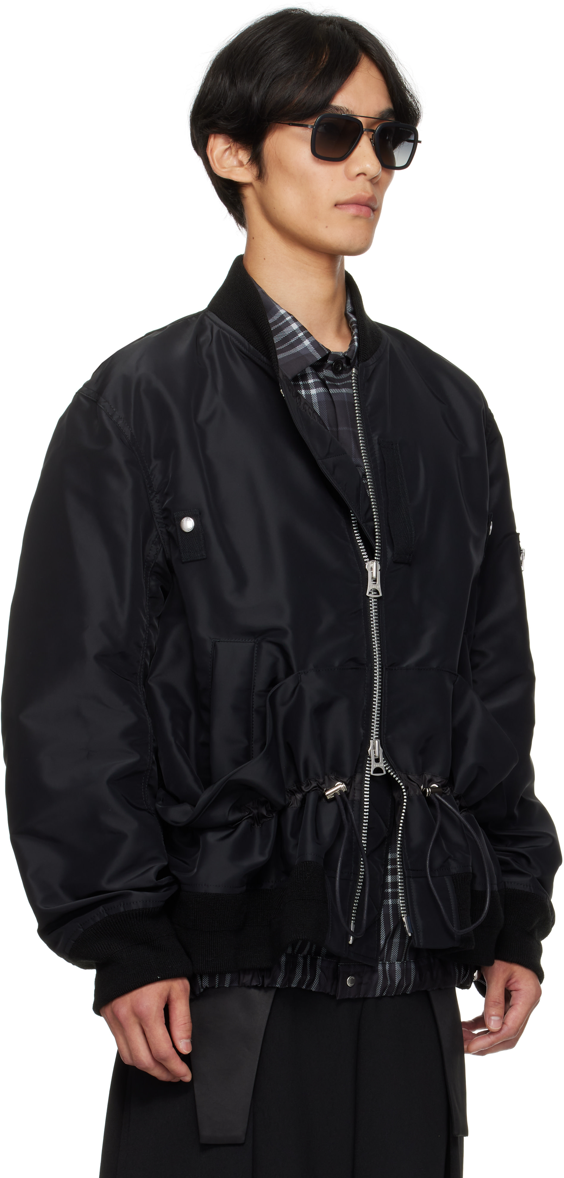 ジャケット・アウター Nylon Twill x Nkit Blouson sacai Black sacai: Black Nylon Twill Blouson Bomber Jacket | SSENSE