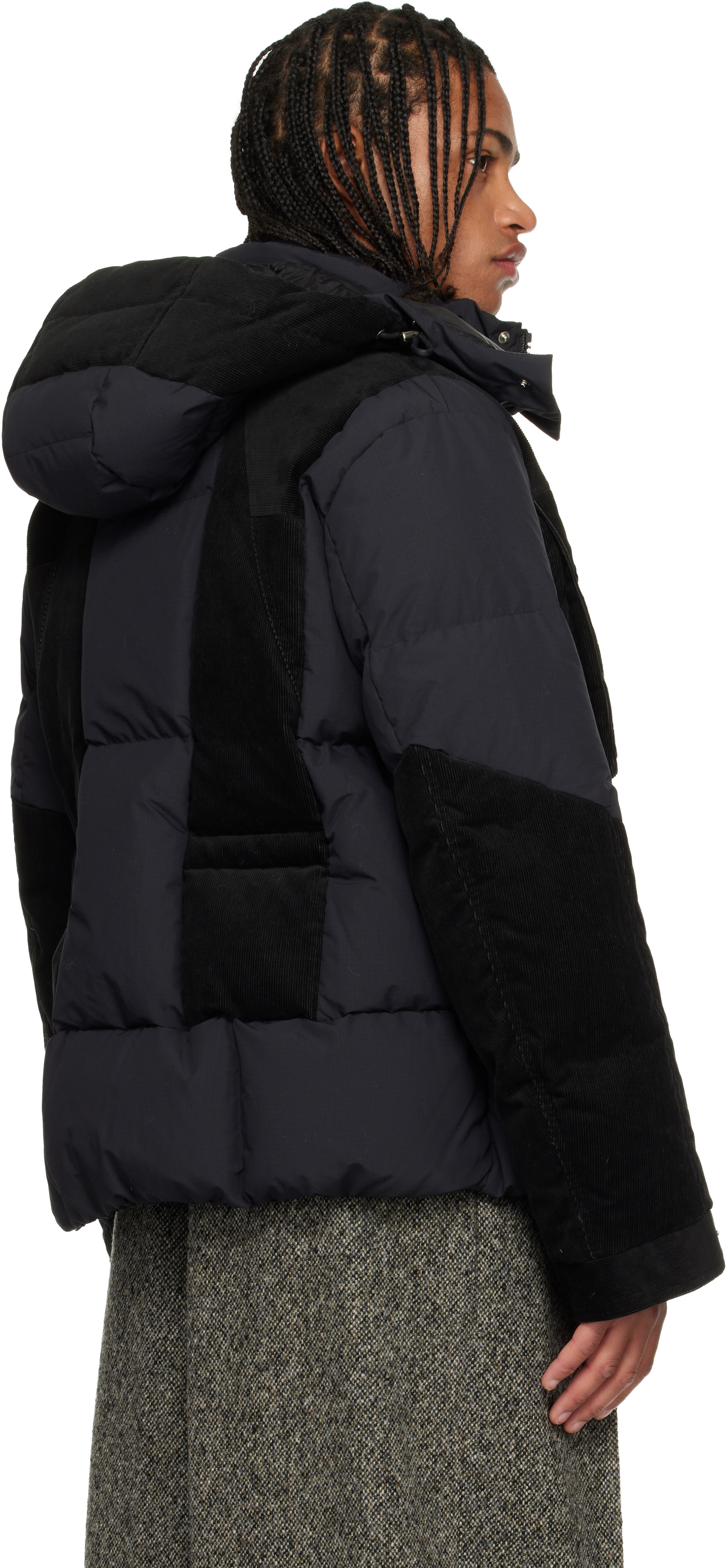 sacai: ブラック コーデュロイ ダウンジャケット | SSENSE 日本