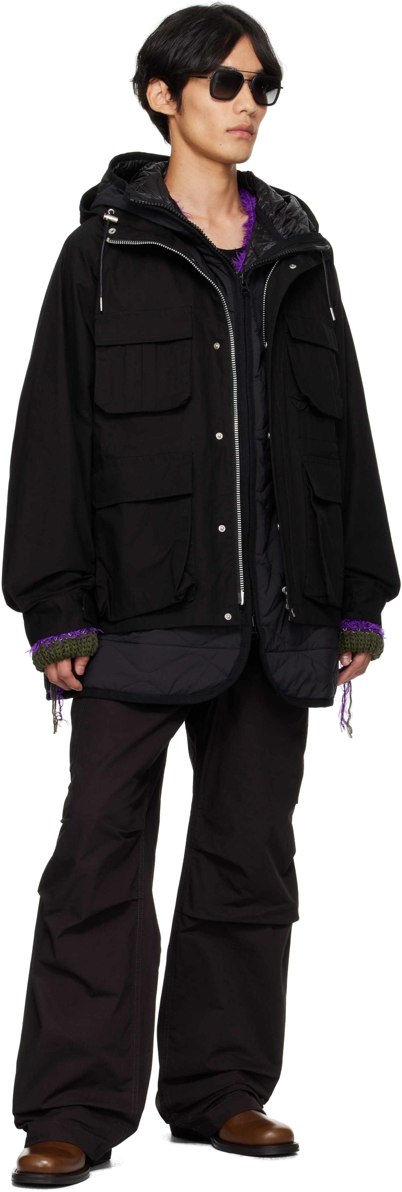 sacai サカイ ジャケット クロコダイル ブルゾン カーディガン トップス sacai: ブラック Rip Stop ブルゾンジャケット | SSENSE 日本
