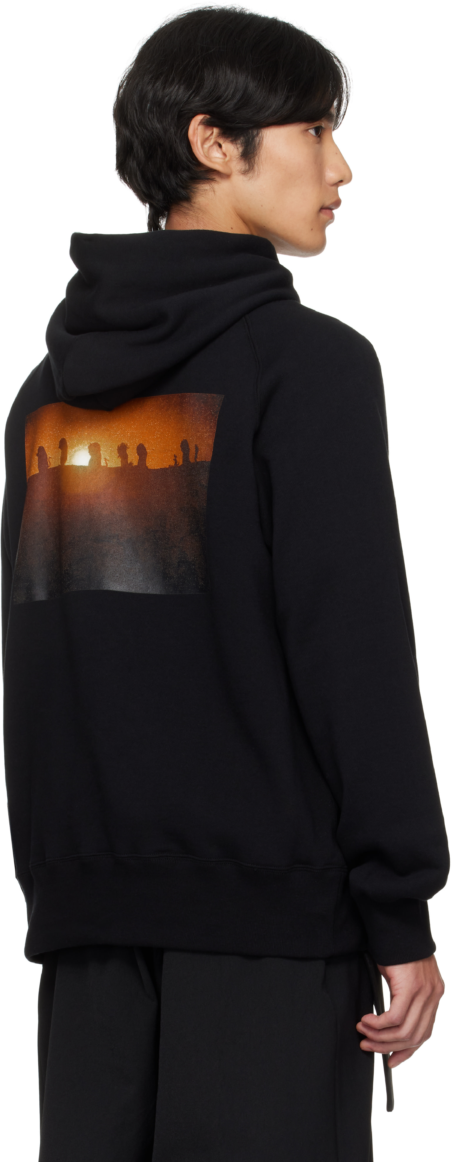 sacai hoodie s BLACKコットン100% サイズ3 sacai: Black Sponge Sweat x Nylon Twill Hoodie | SSENSE