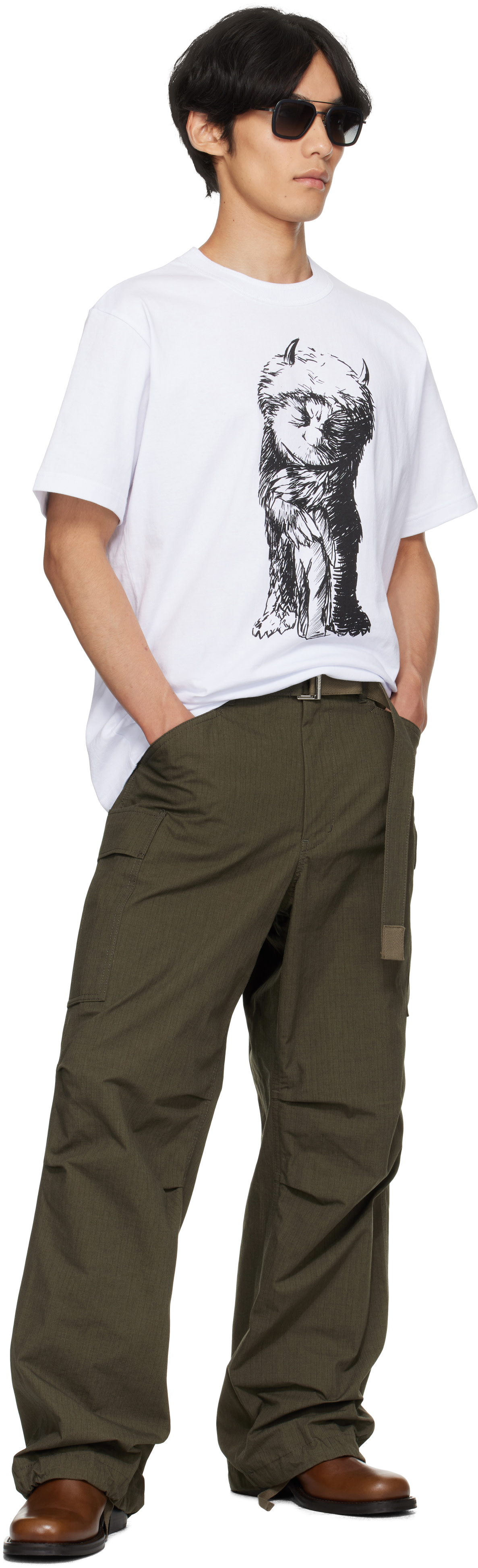 sacai: ホワイト 'Where The Wild Things Are' コットン Tシャツ