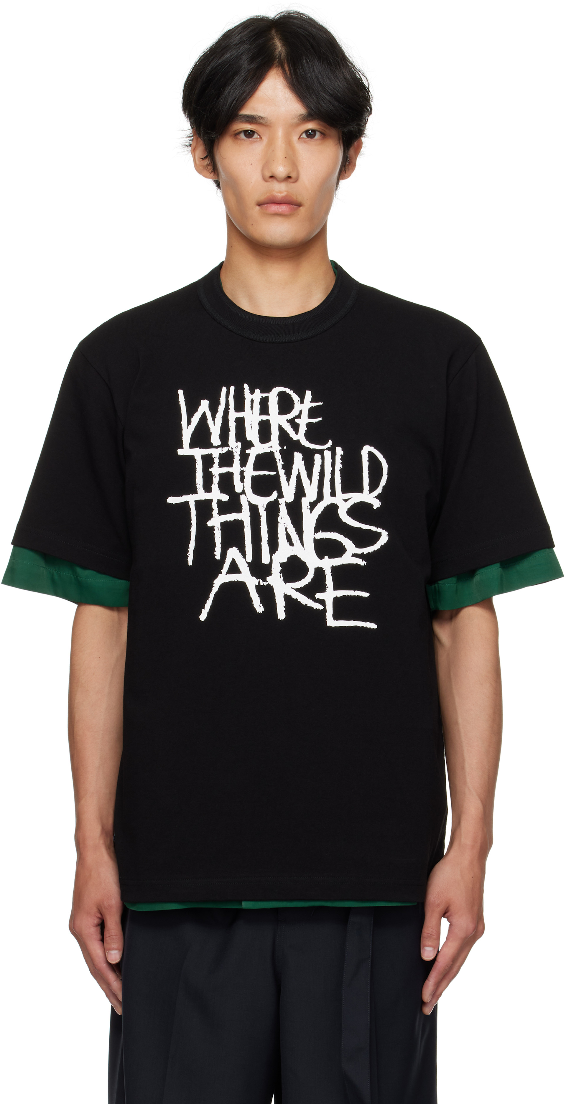 sacai: Black 'Where The Wild Things Are' T-shirt | SSENSE