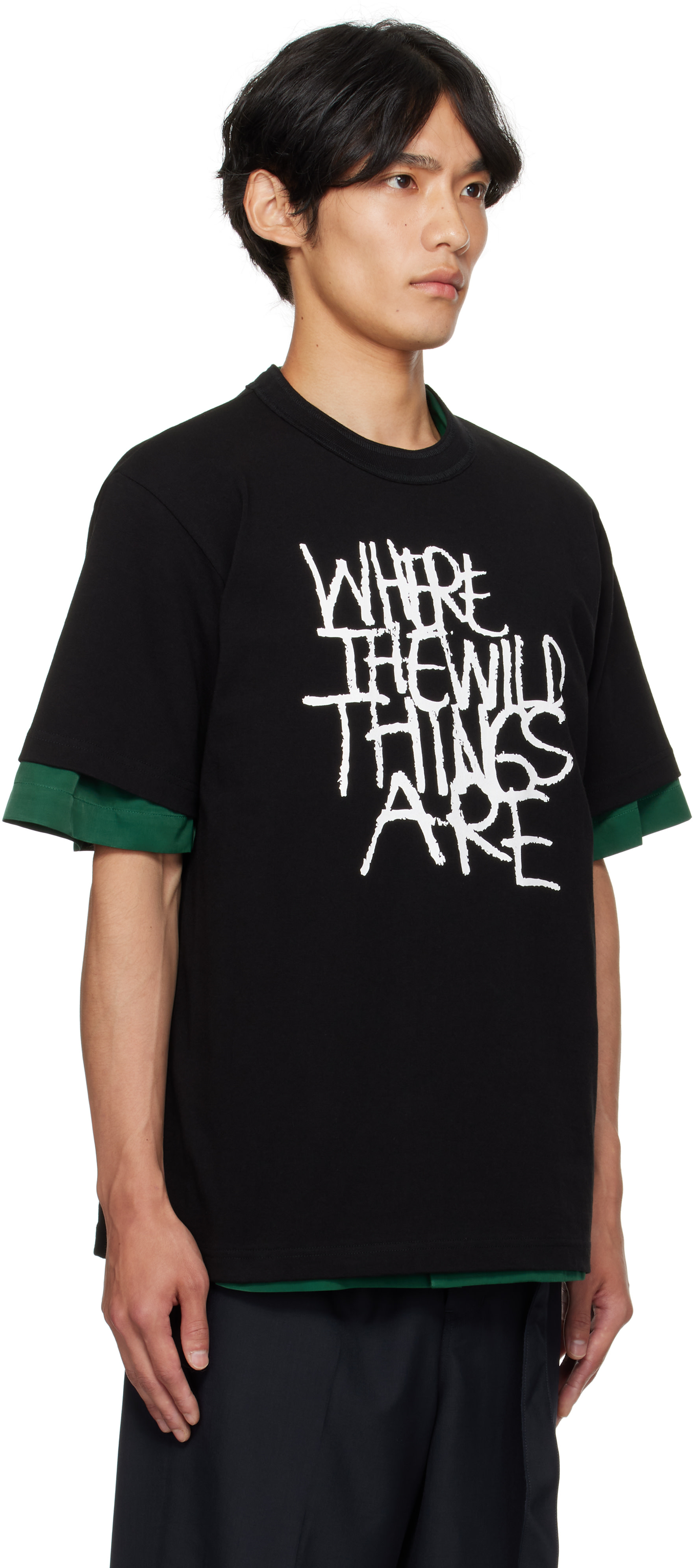 sacai レイヤードTシャツ sacai: Black 'Where The Wild Things Are' Cotton T-shirt | SSENSE