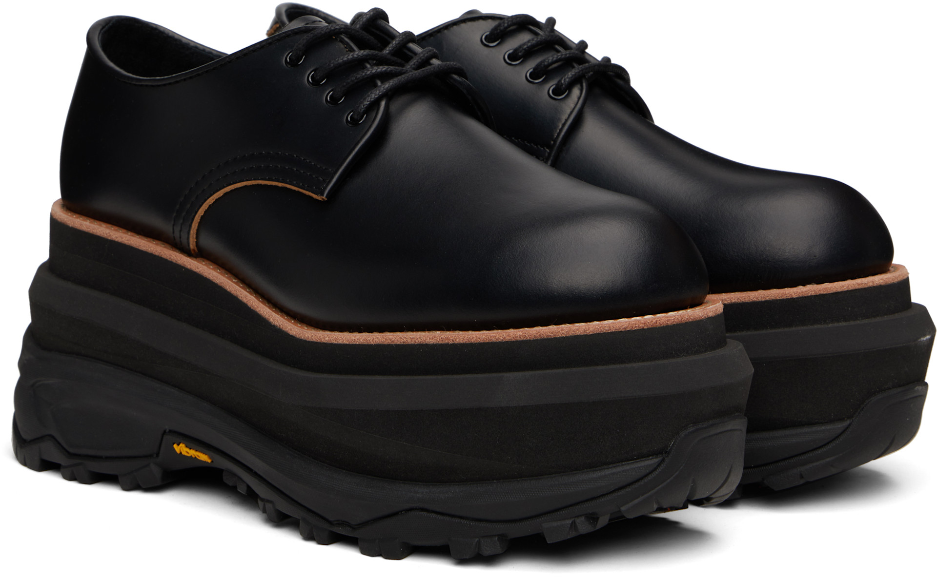 sacai: Black Leather Oxfords | SSENSE United Kingdom