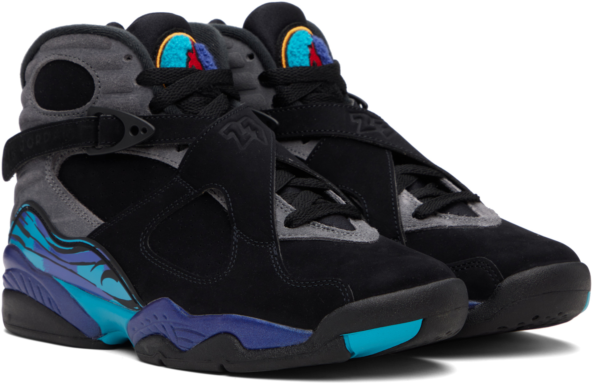 シューズ(男性用) Air Jordan 8 Retro Nike Jordan: Black & Blue Jordan 8 Retro Sneakers | SSENSE