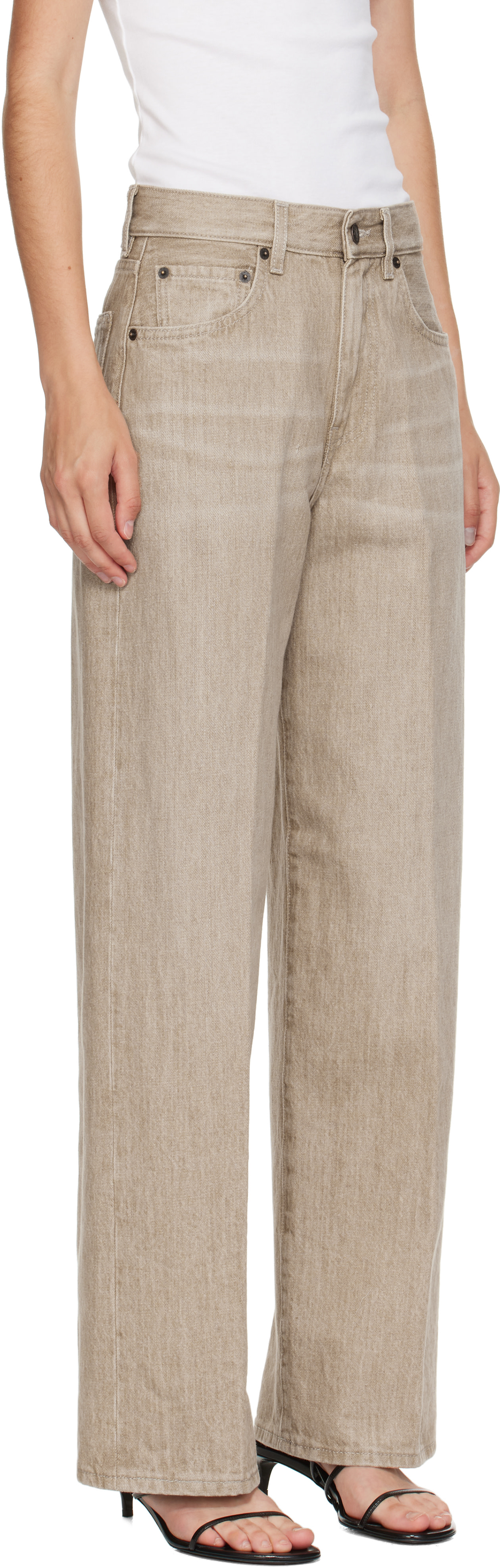 6397 - Jean ample beige