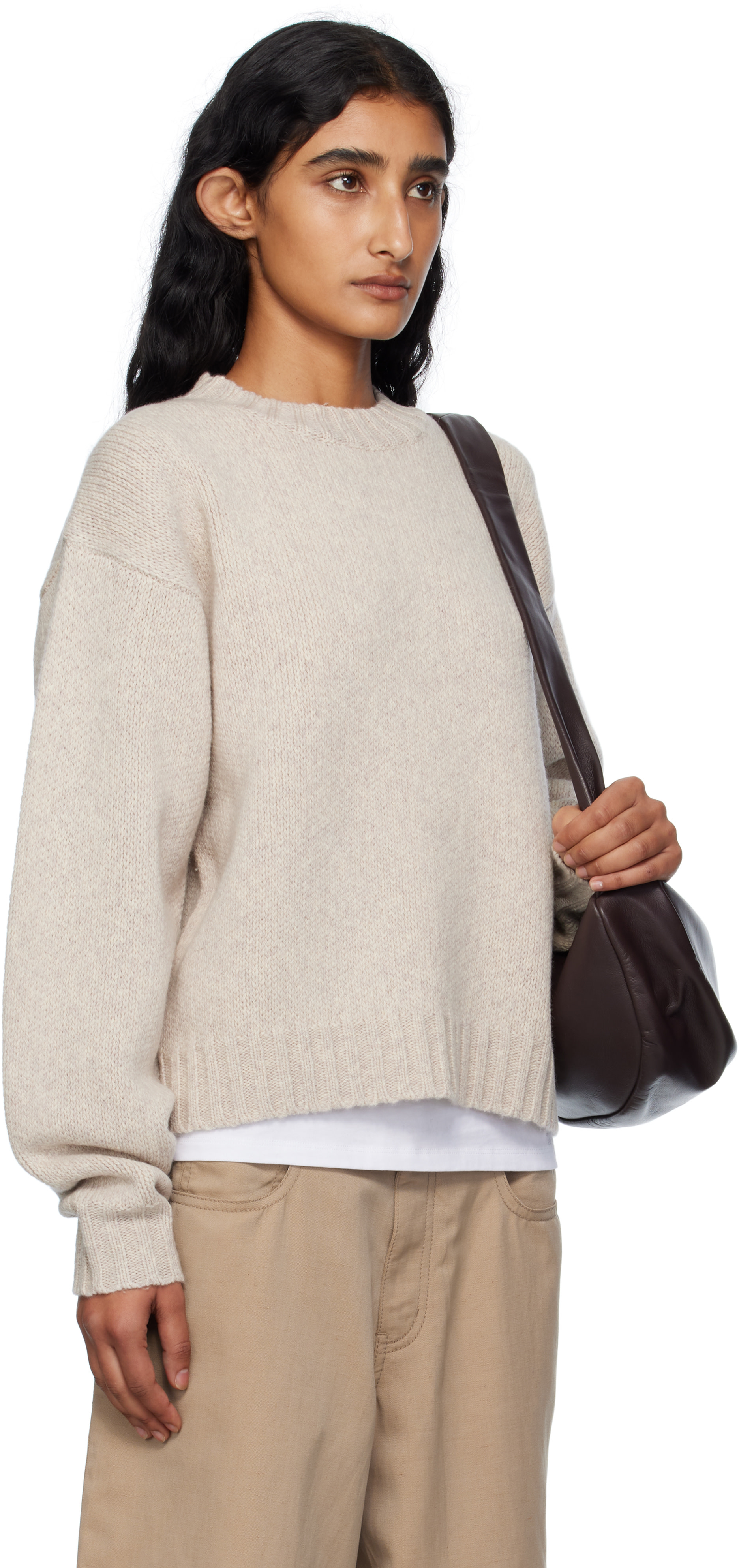 6397 - Pull beige à col montant