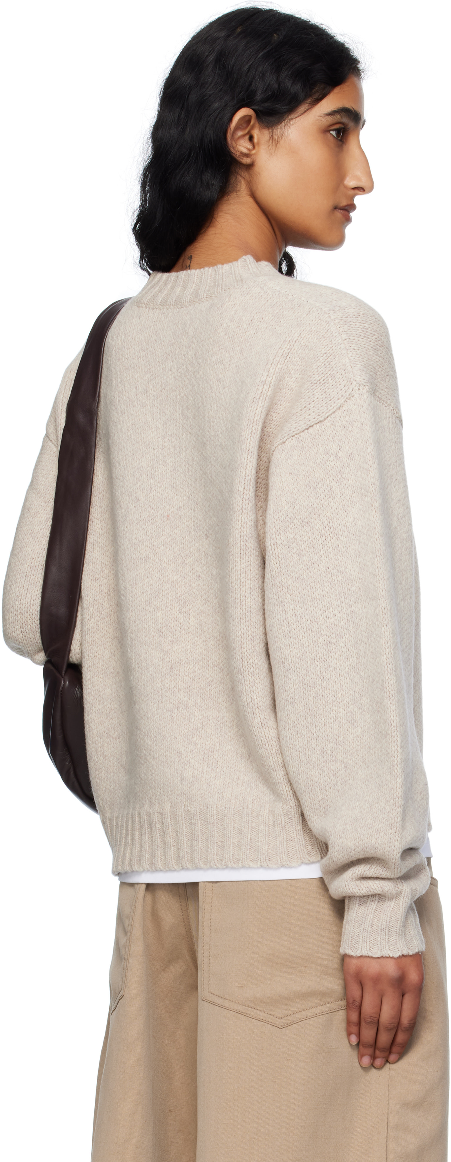 6397 - Pull beige à col montant