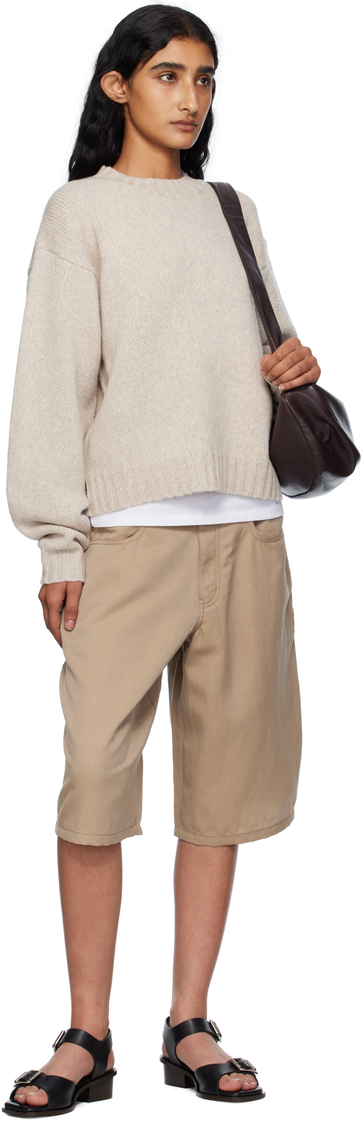 6397 - Pull beige à col montant