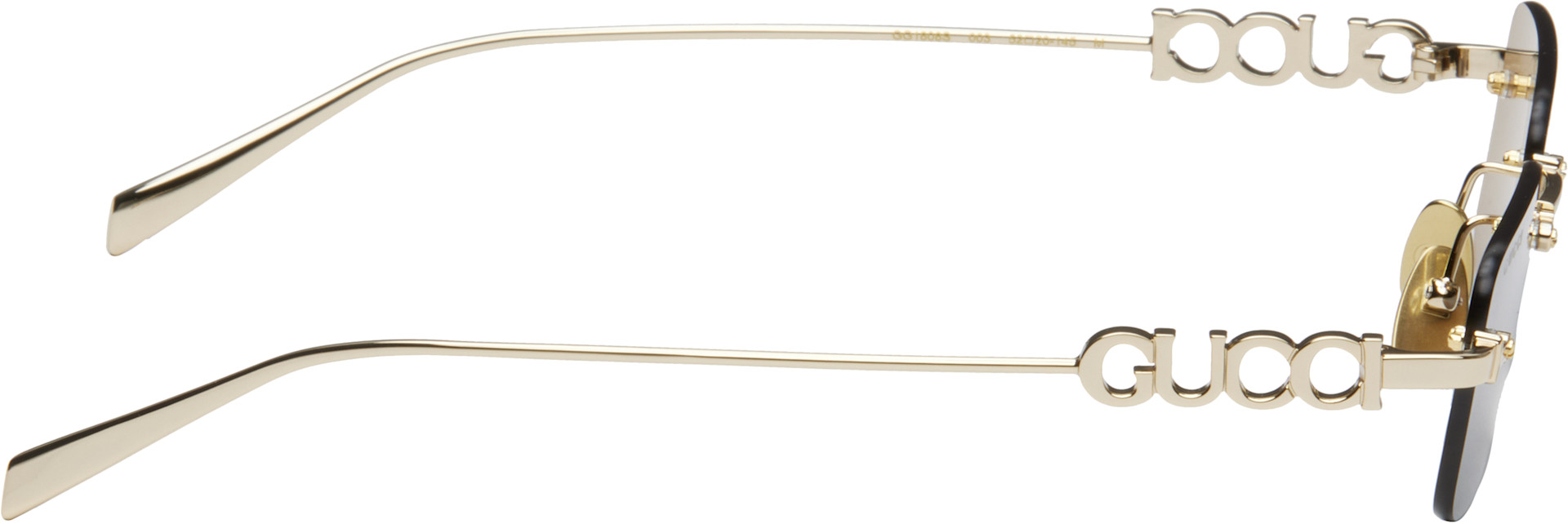 GUCCI ゴールド Gucci: Gold 'Gucci' Block Rectangular Sunglasses | SSENSE Canada
