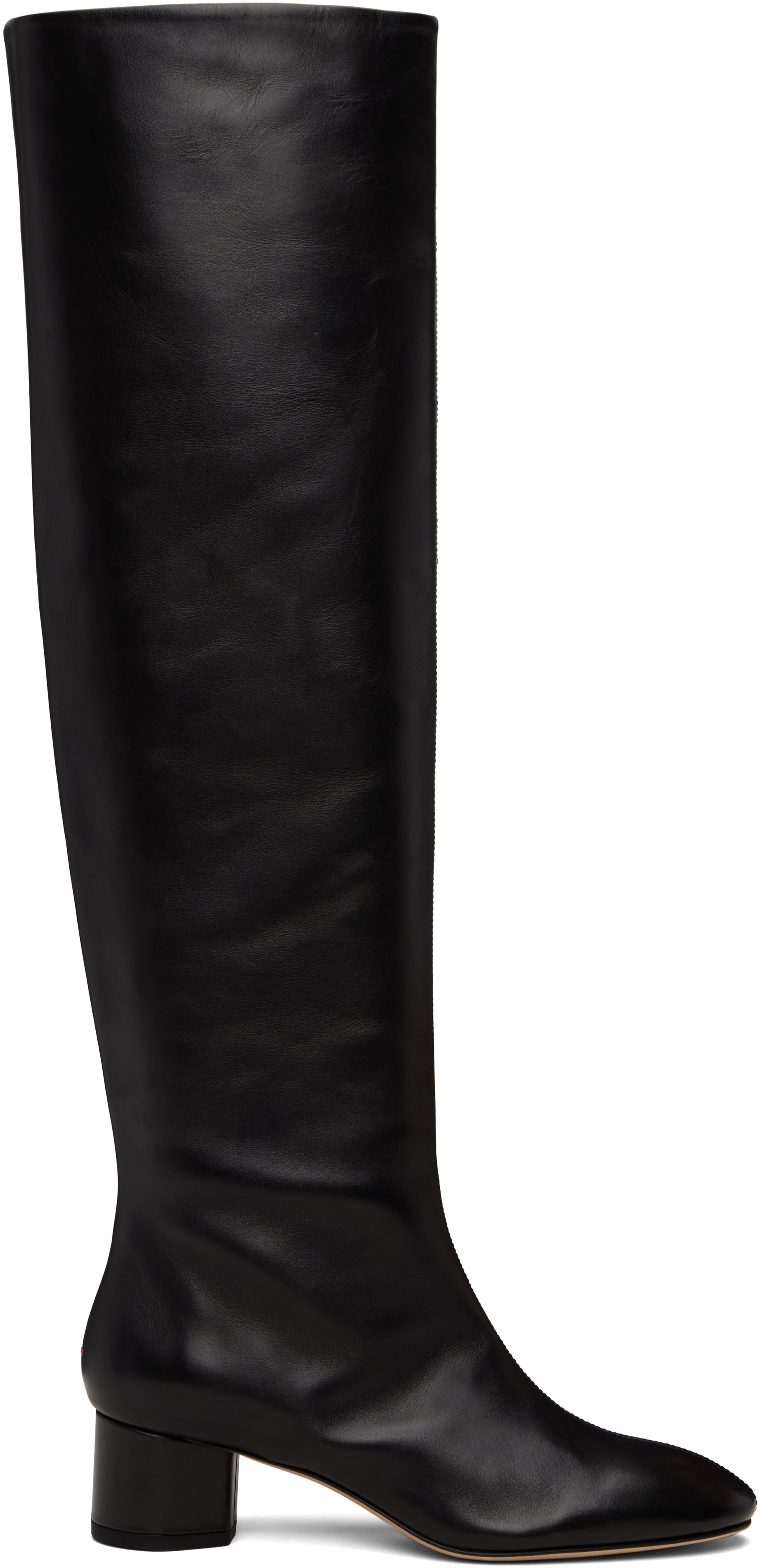 Aeyde: Black Willa Leather Over-Knee Boots | SSENSE