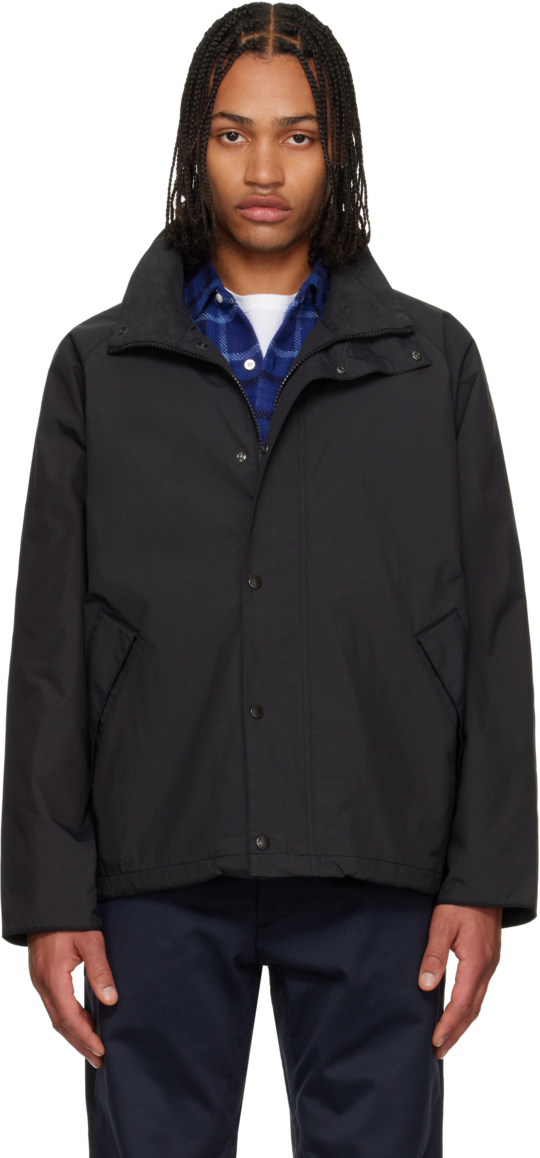 nanamica: Black 2L PERTEX UNLIMITED Field Short Jacket | SSENSE China