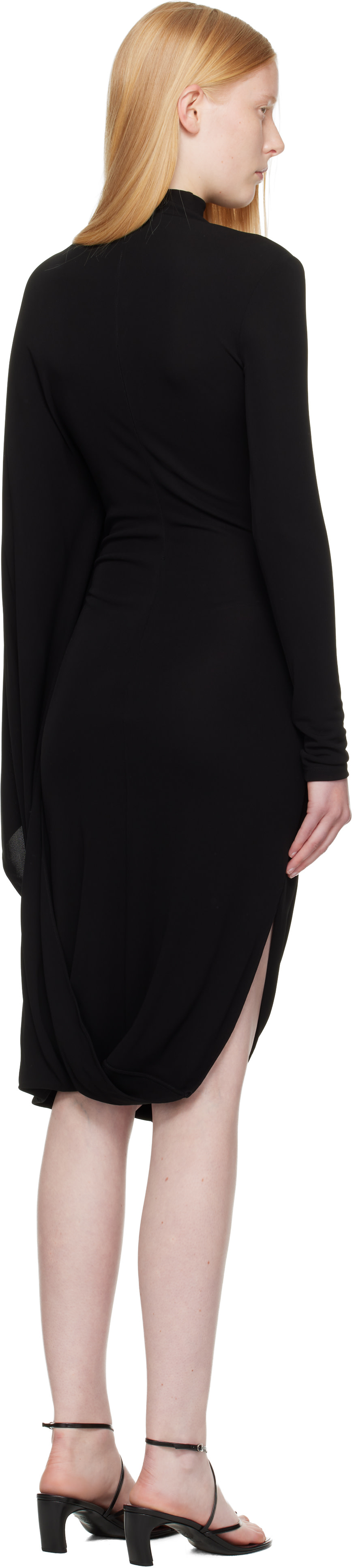 Stella McCartney - Robe midi asymétrique drapée noire