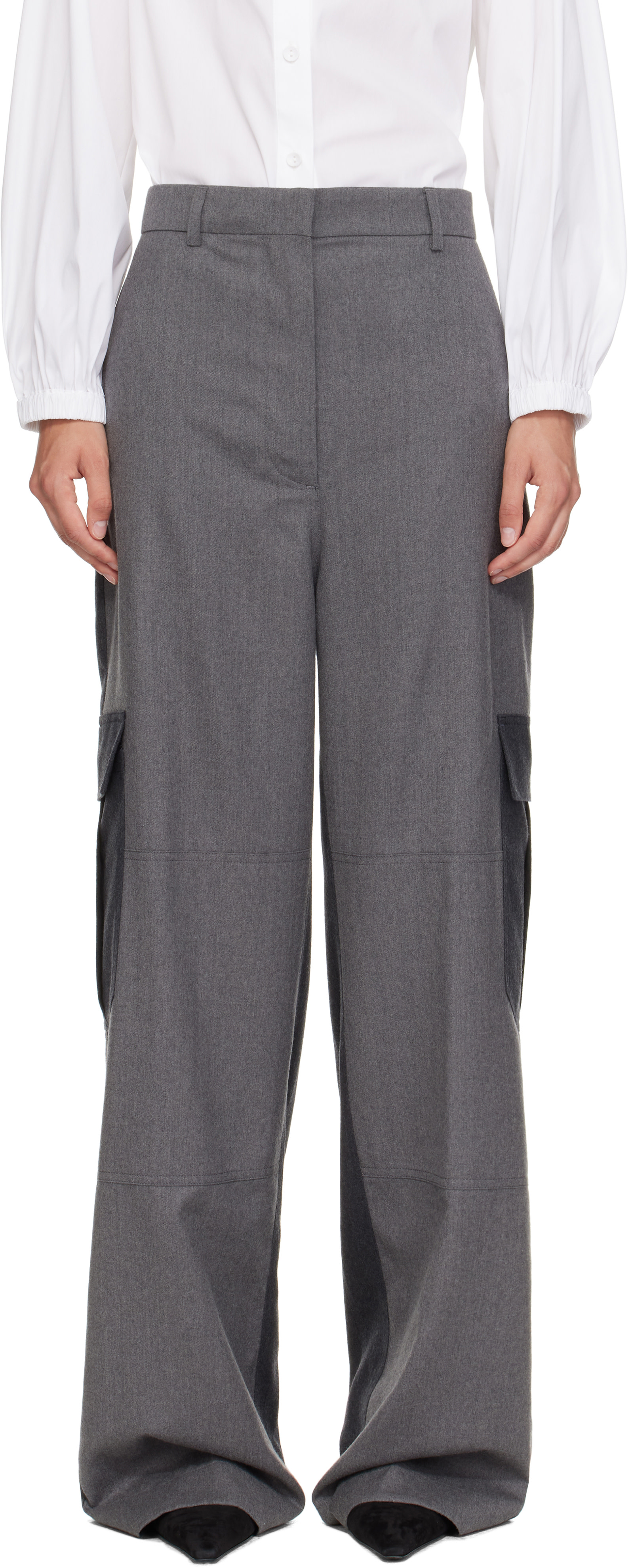 Stella McCartney: Gray Paneled Slouchy Cargo Pants | SSENSE