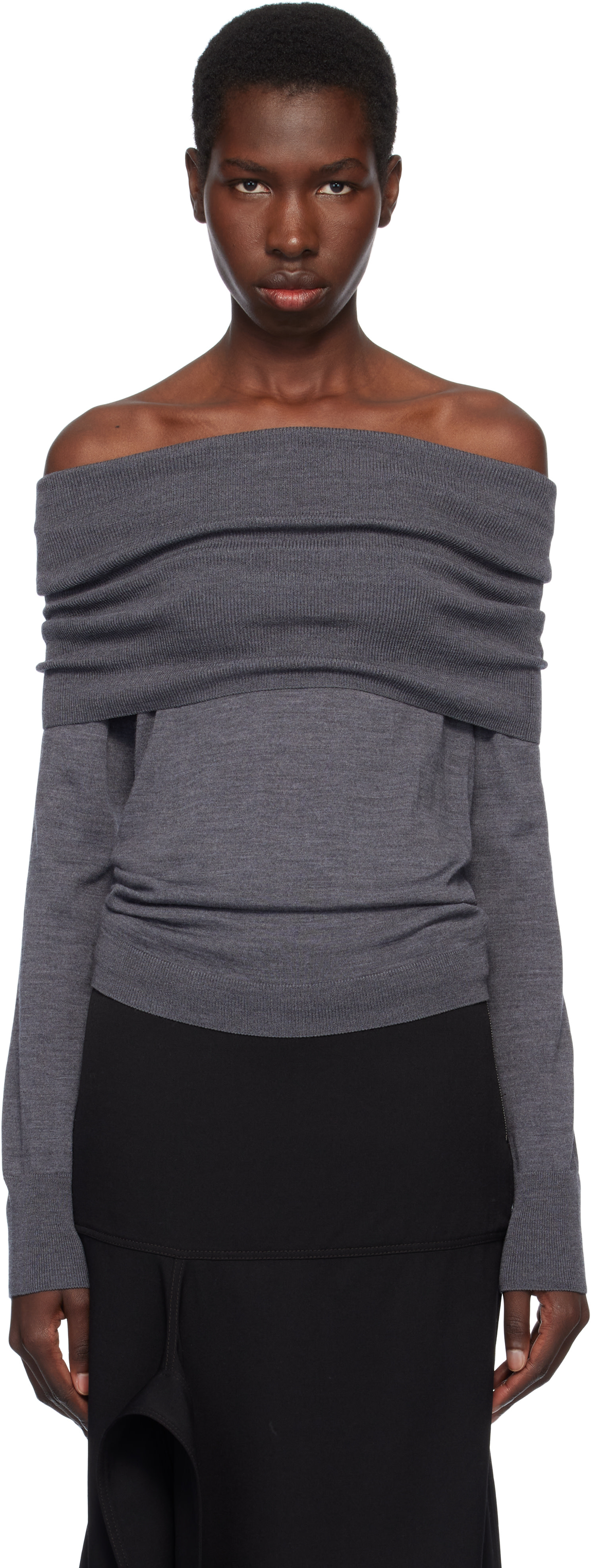 Stella McCartney - Pull léger gris en laine