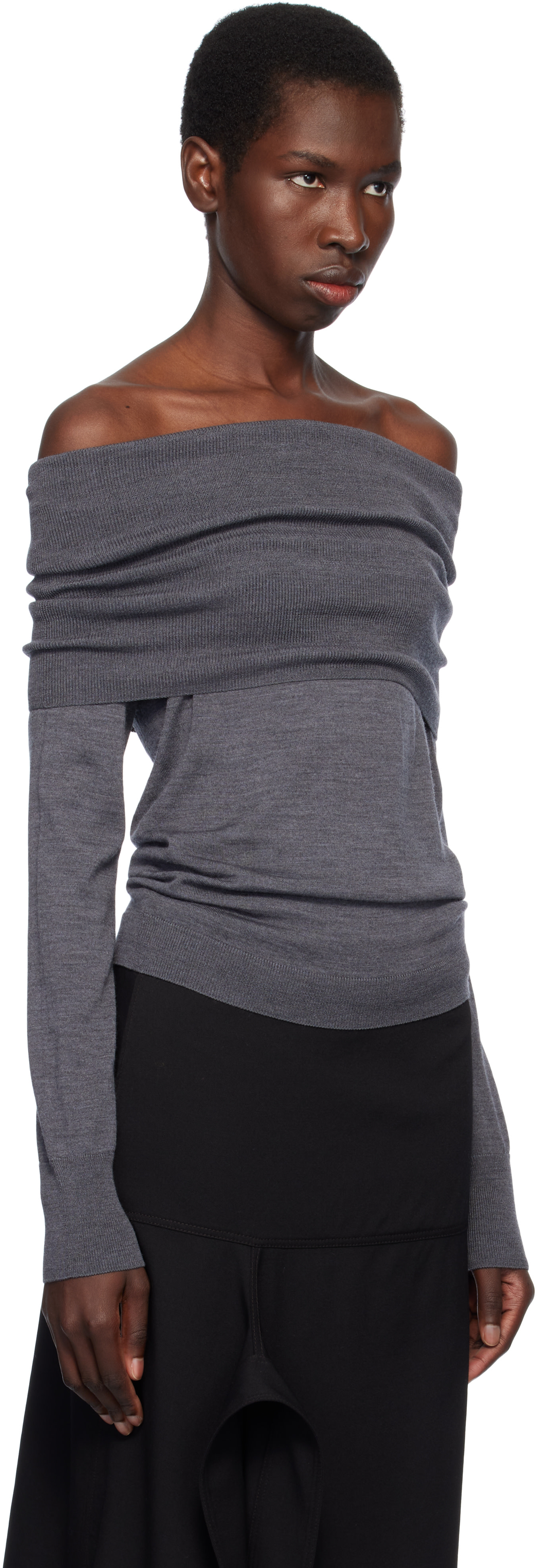 Stella McCartney - Pull léger gris en laine