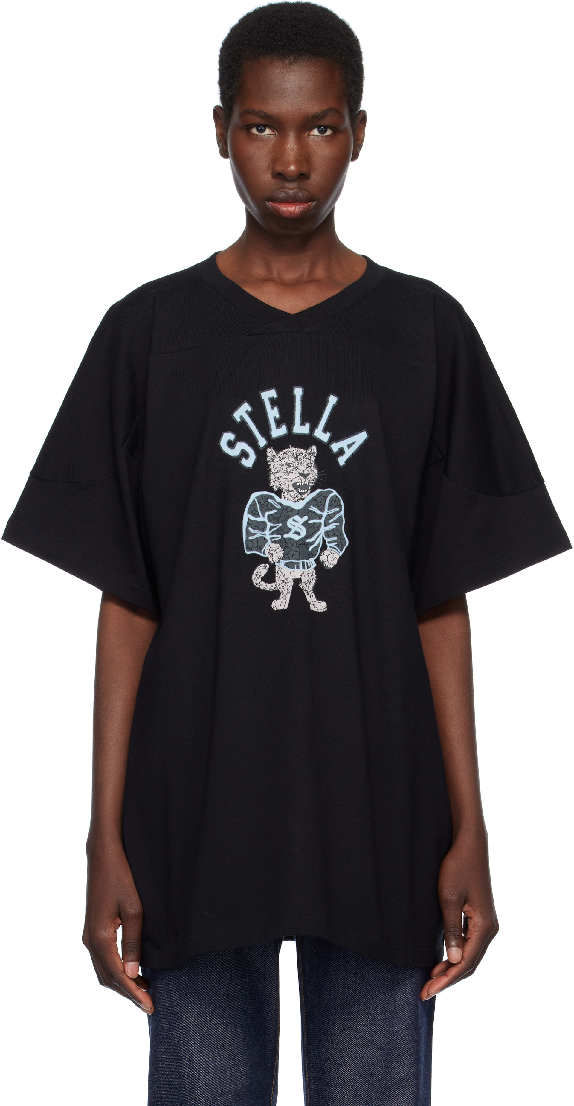 Mサイズ　 STELLA MCCARTNEY Tシャツ Stella McCartney: Black Leopard Mascot T-shirt | SSENSE