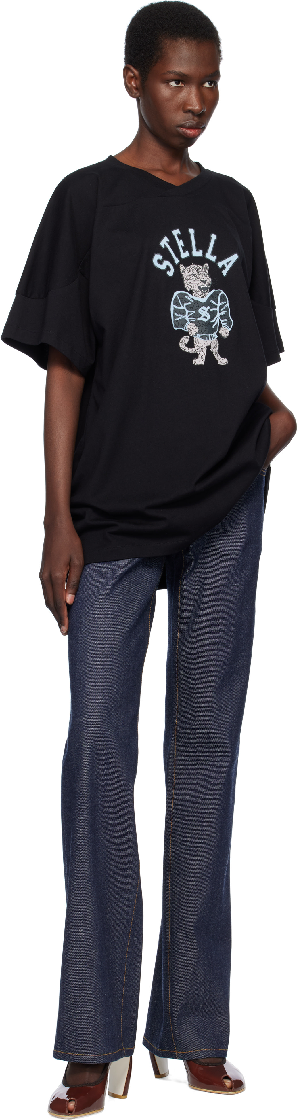 Stella McCartney: Black Leopard Mascot T-shirt | SSENSE