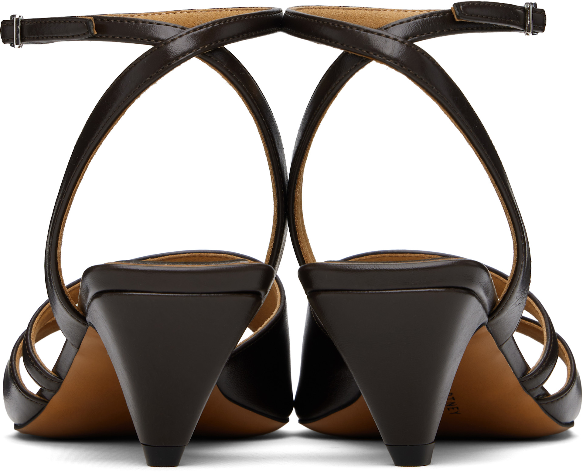 Stella McCartney: Brown Stella Spur Kitten Heeled Sandals | SSENSE