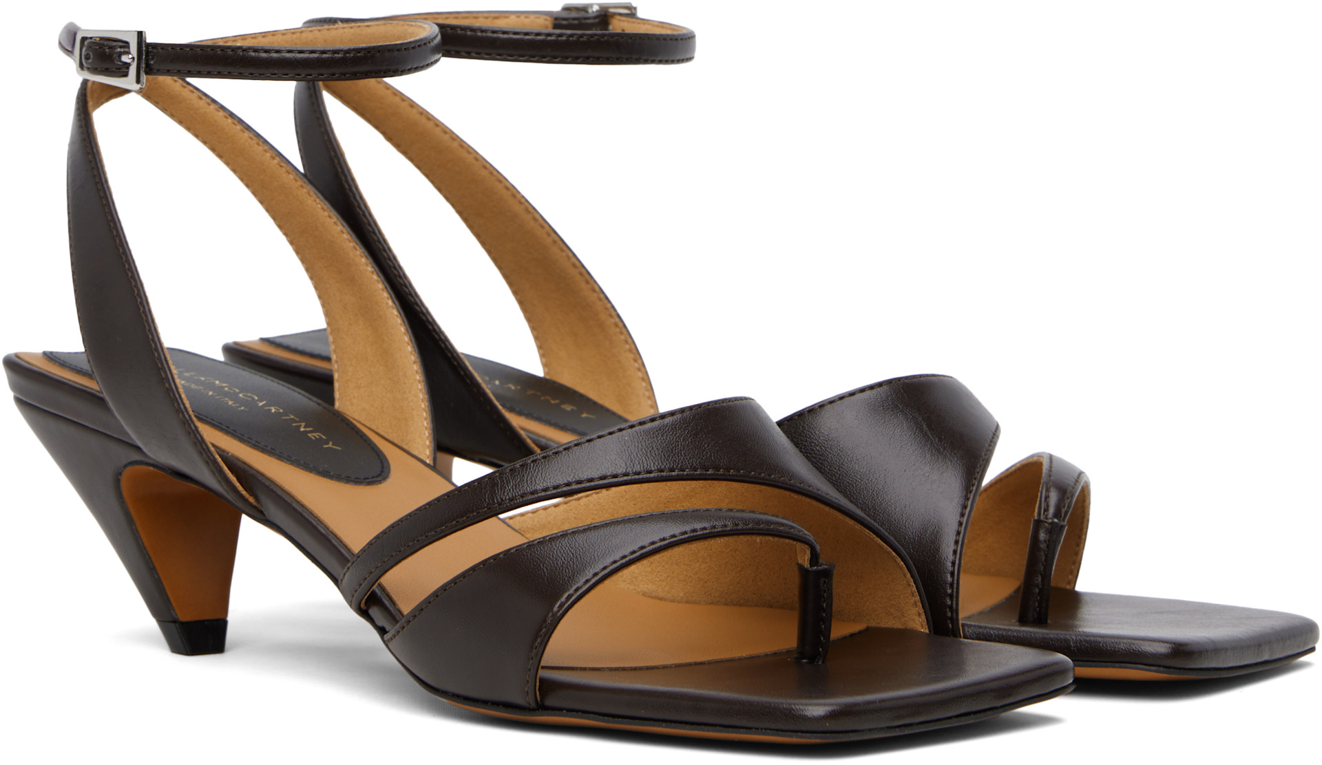 Stella McCartney: Brown Stella Spur Kitten Heeled Sandals | SSENSE