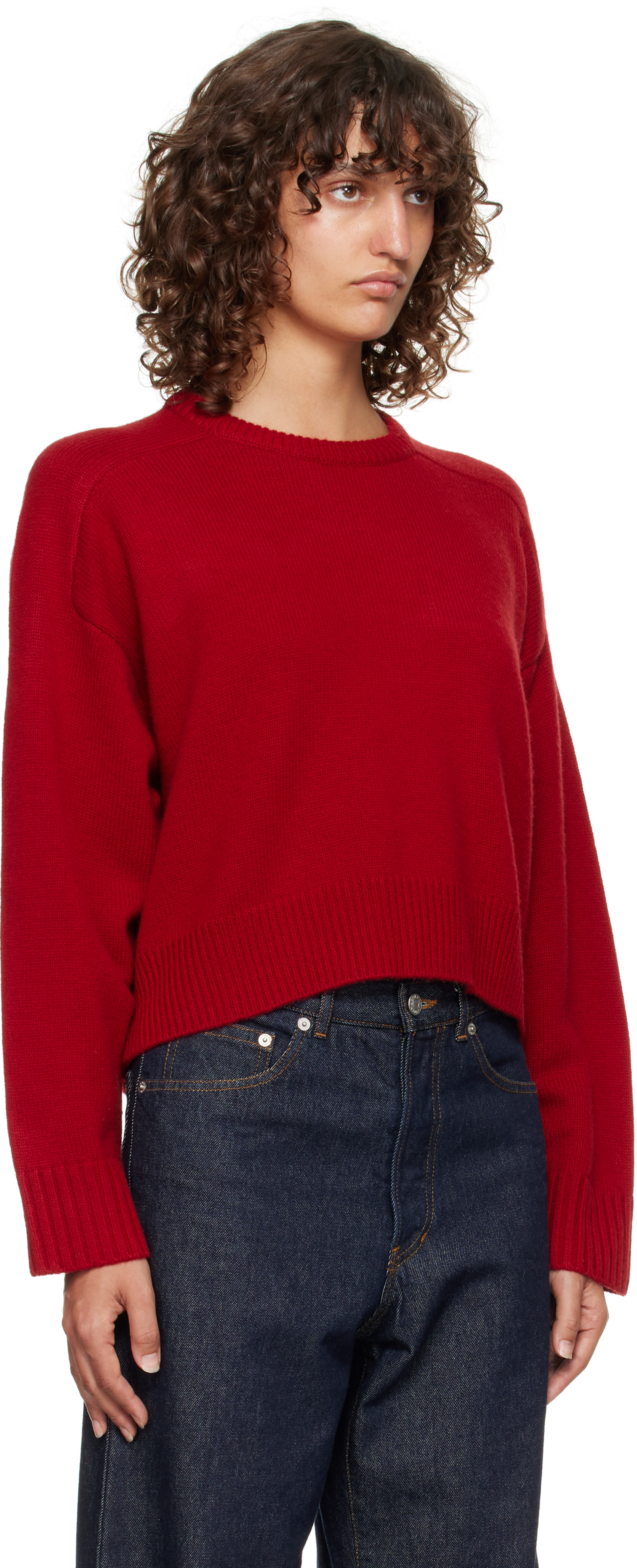 Loulou de Saison: レッド Bruzzi LDS ボクシー カシミヤ セーター