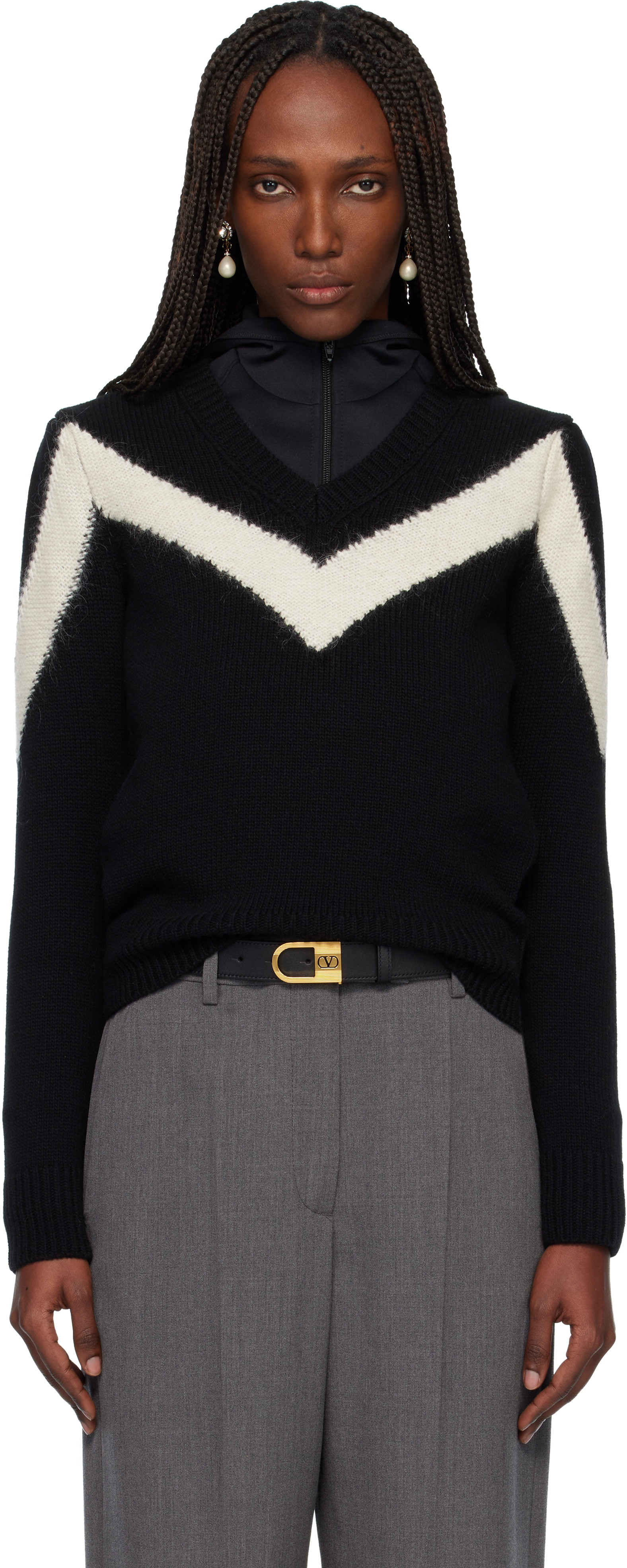 Valentino - Pull noir en laine vierge