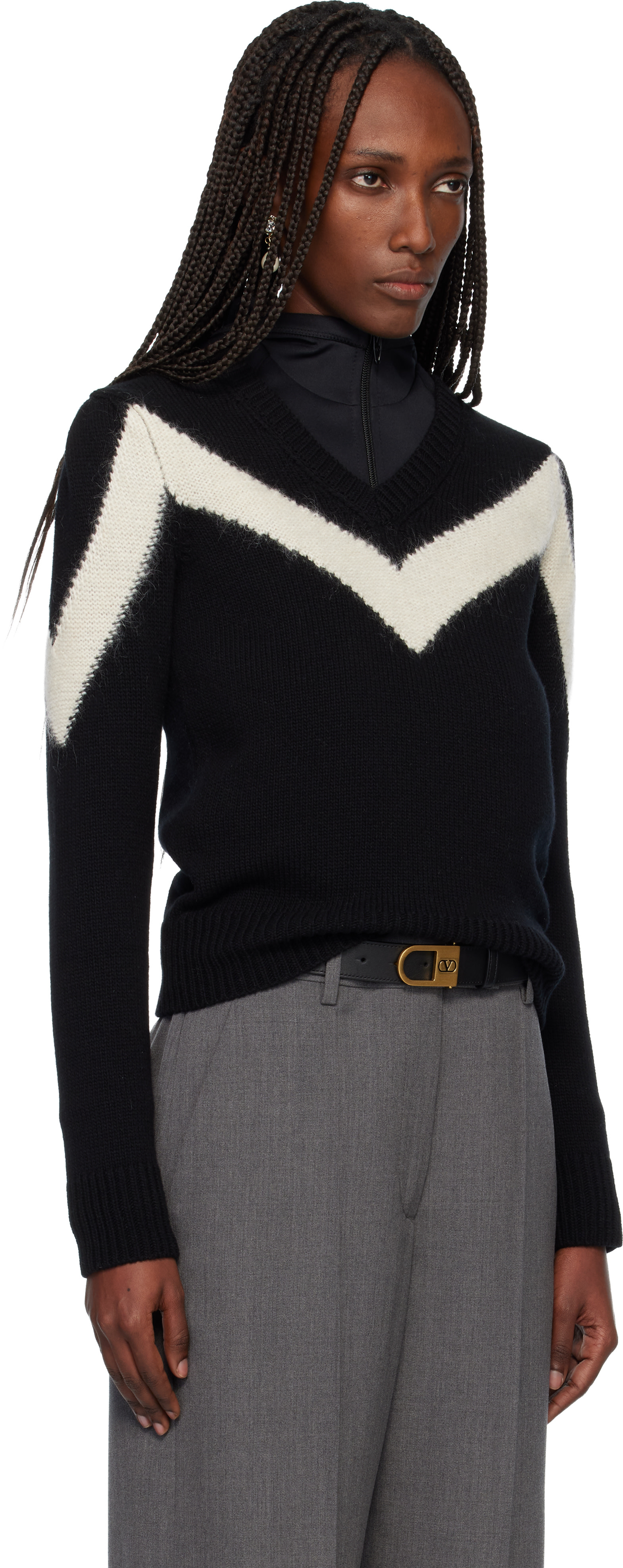 Valentino - Pull noir en laine vierge