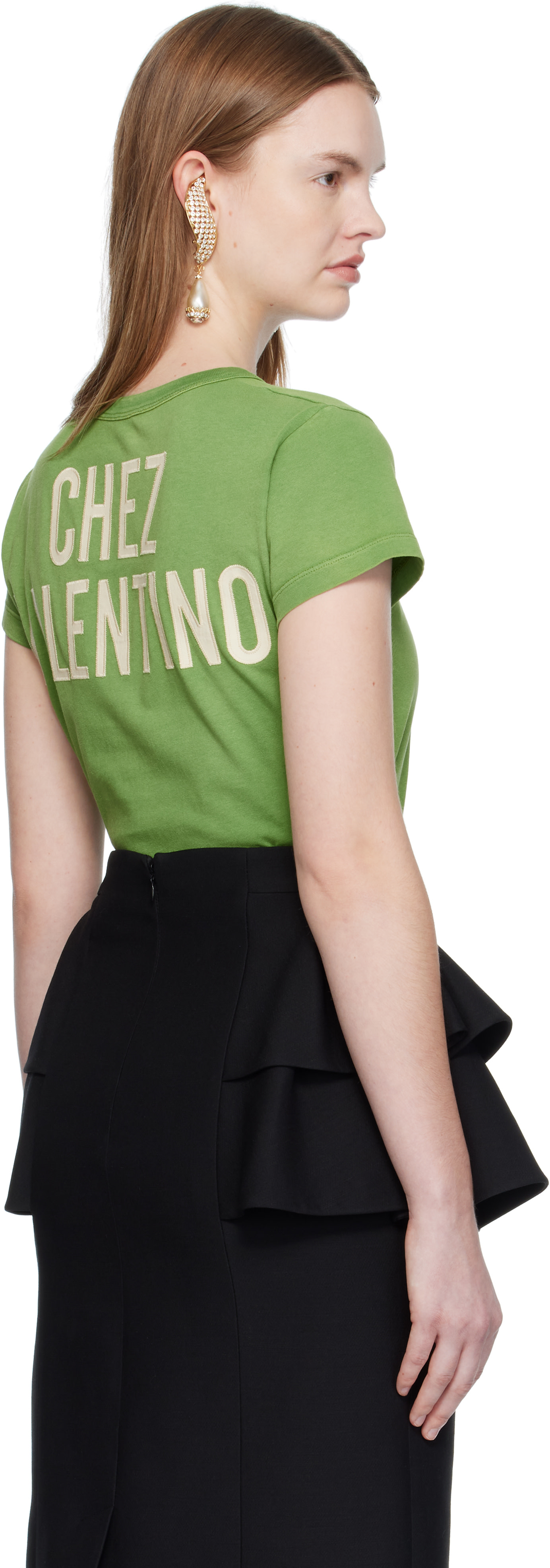 Valentino: グリーン コットン プリントTシャツ | SSENSE 日本
