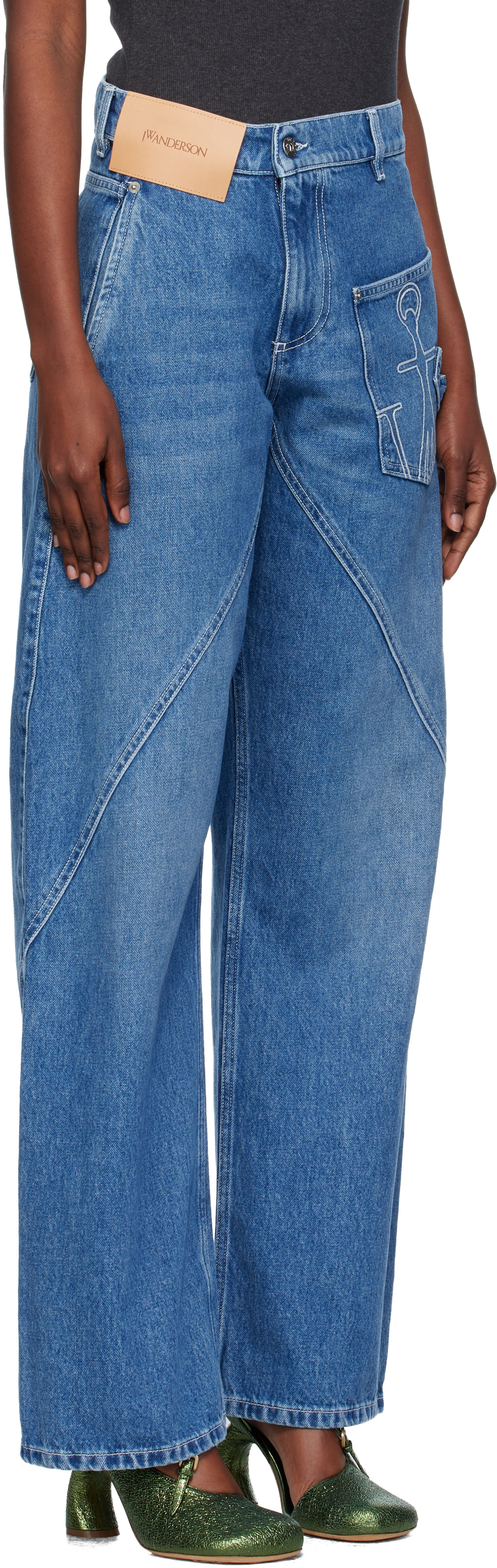 JW Anderson: Blue Twisted Workwear Jeans | SSENSE