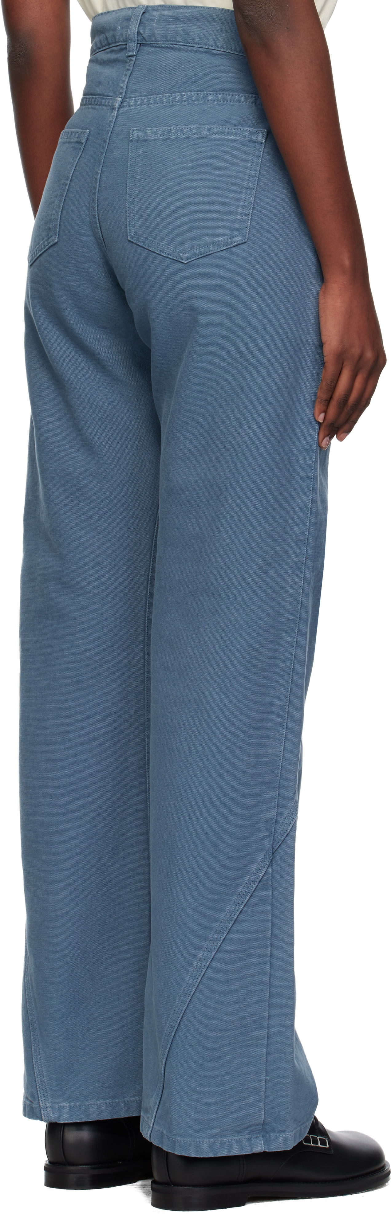 JW Anderson: Blue Twisted Workwear Trousers | SSENSE