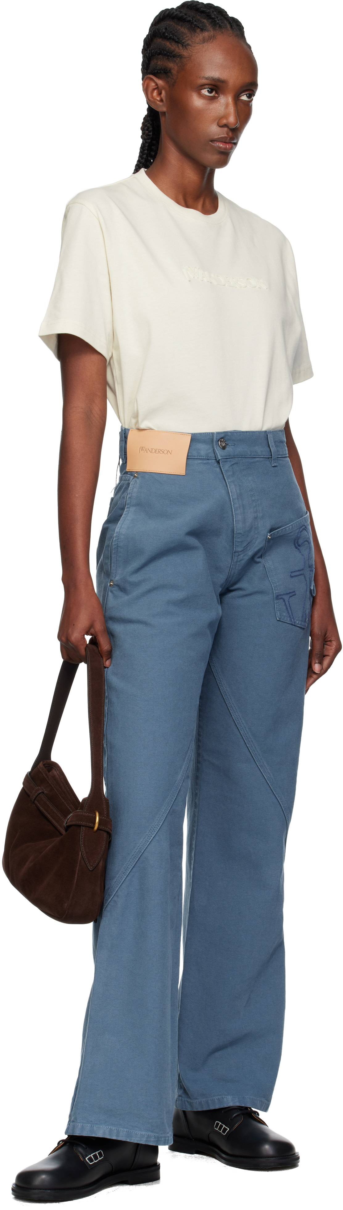 パンツ JW ANDERSON JW Anderson: Blue Twisted Workwear Trousers | SSENSE